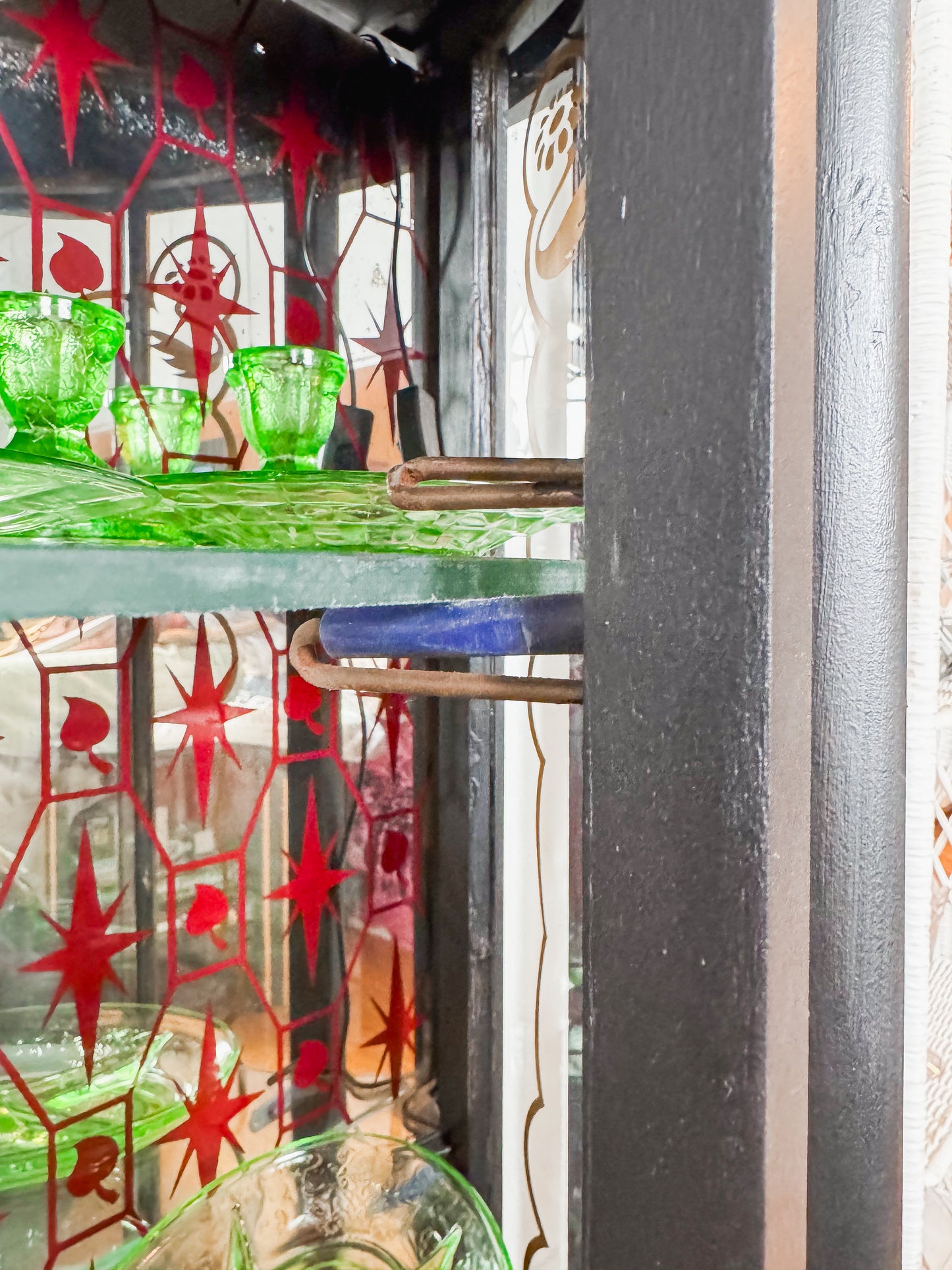 Art Deco Curio Uranium Glass Cabinet