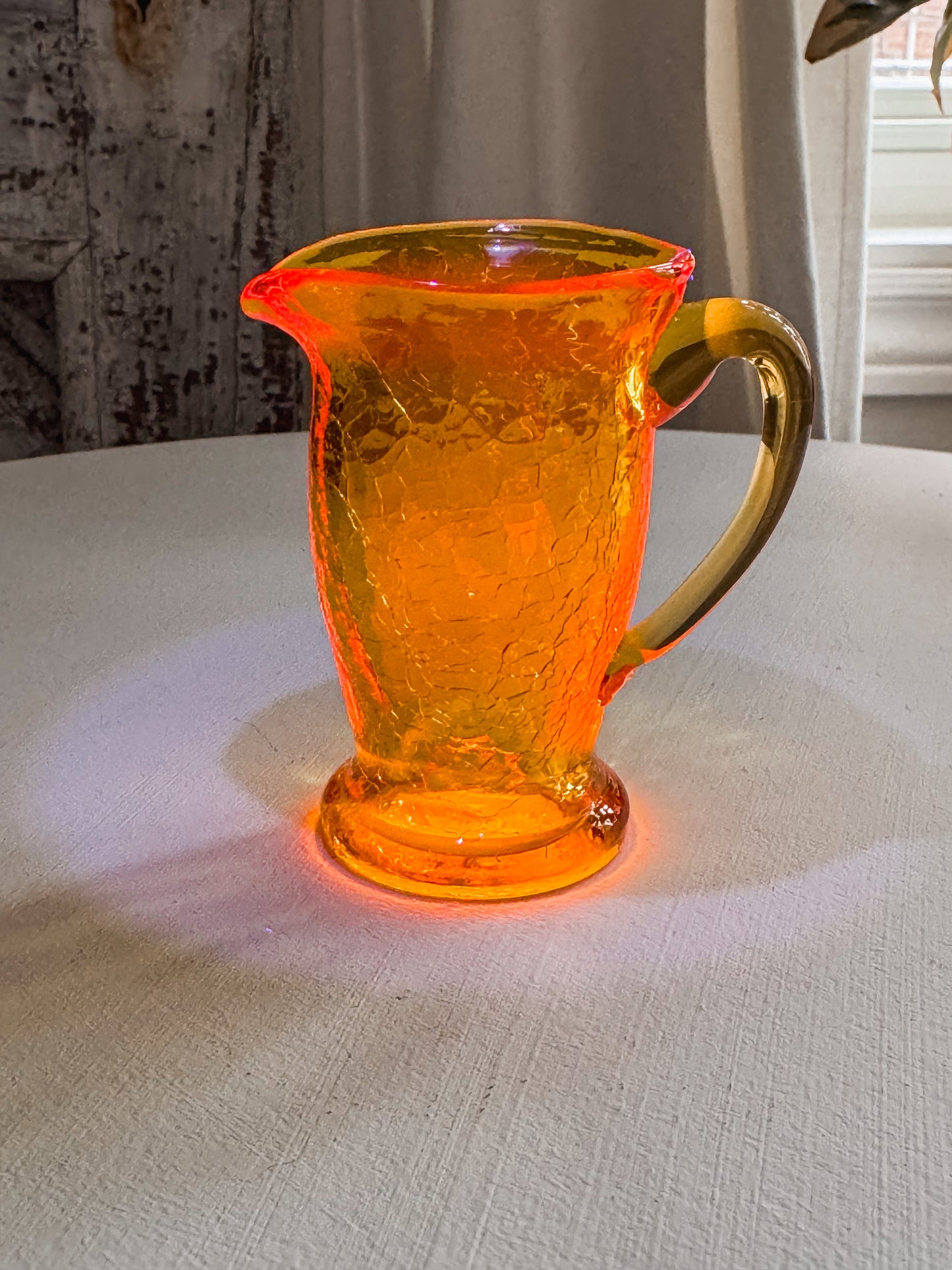 Hand Blown Amberina Mini Glass Pitcher