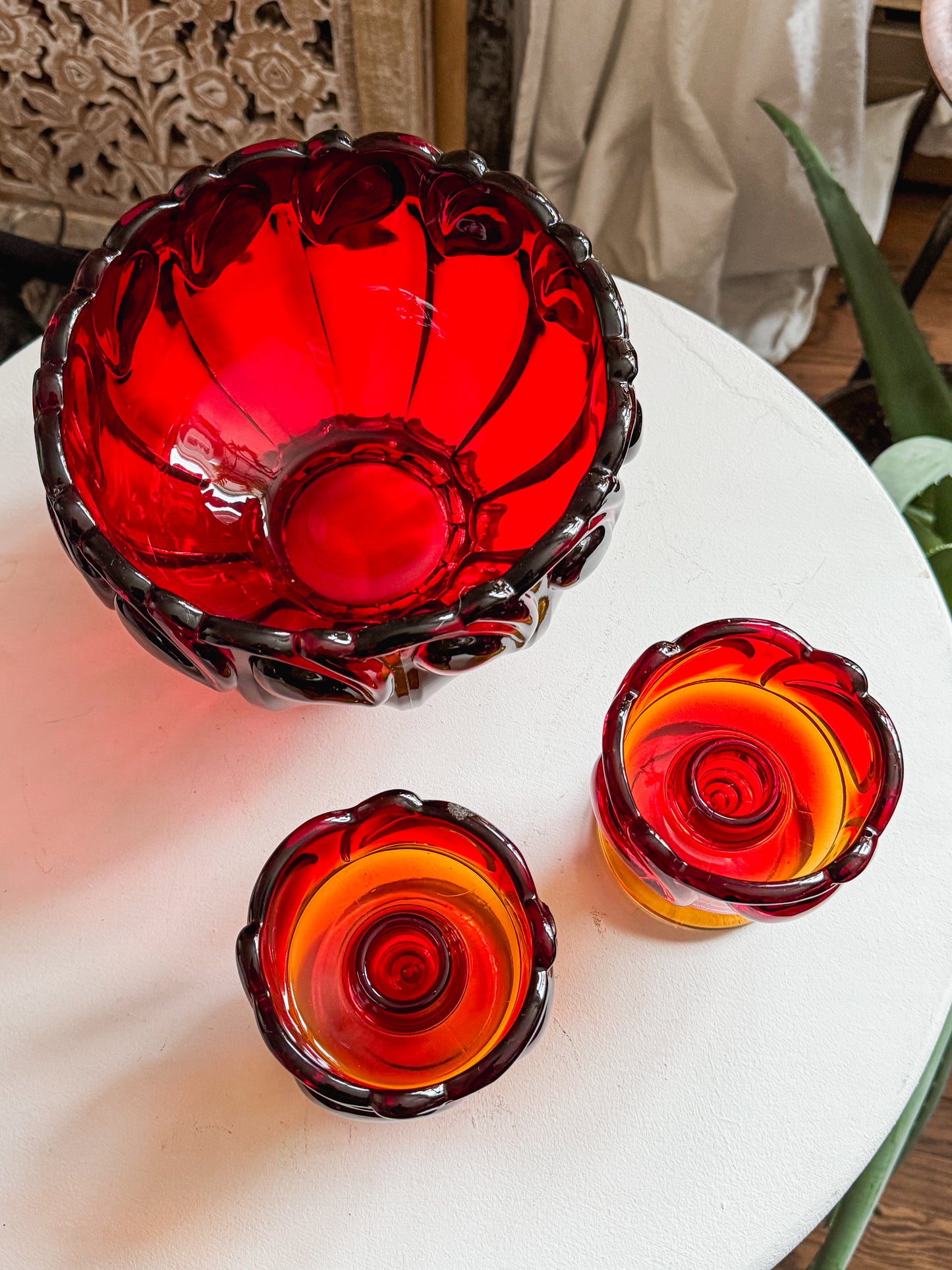1950s Amberina Indiana Tiara Sunset Bowl