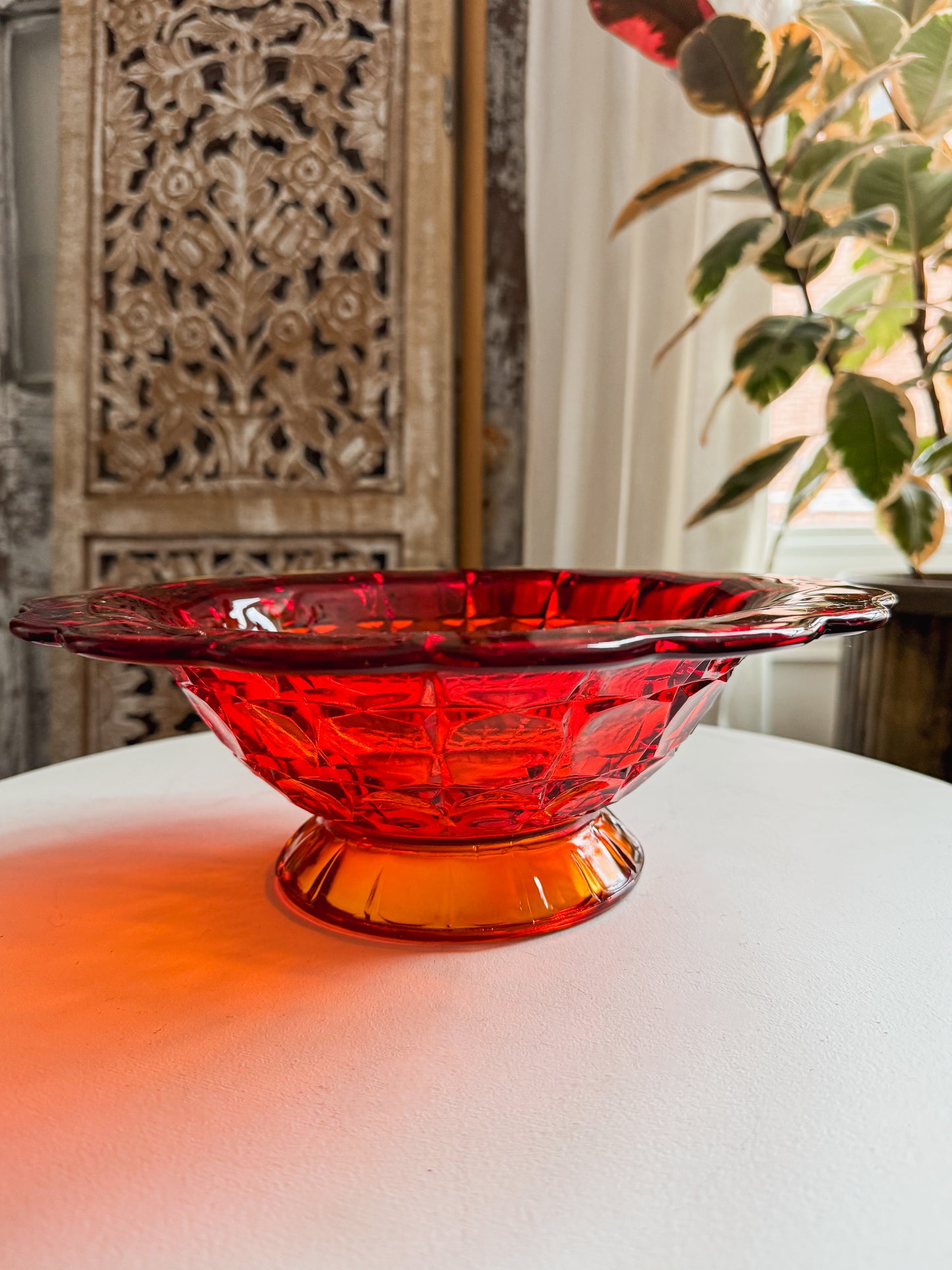 1950s Amberina Indiana Glass Bowl