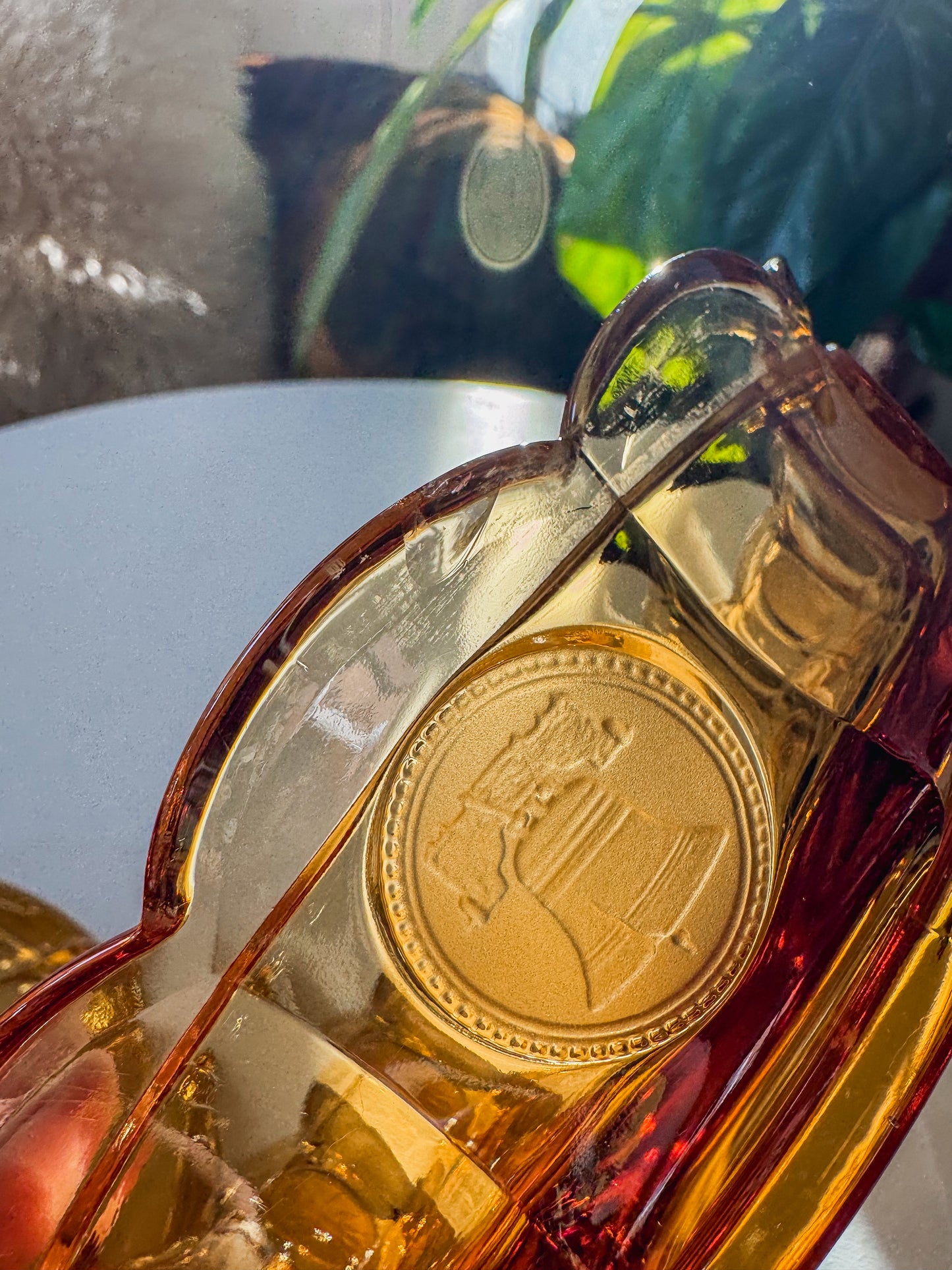 Fostoria Coin Amber Glass Candy Dish