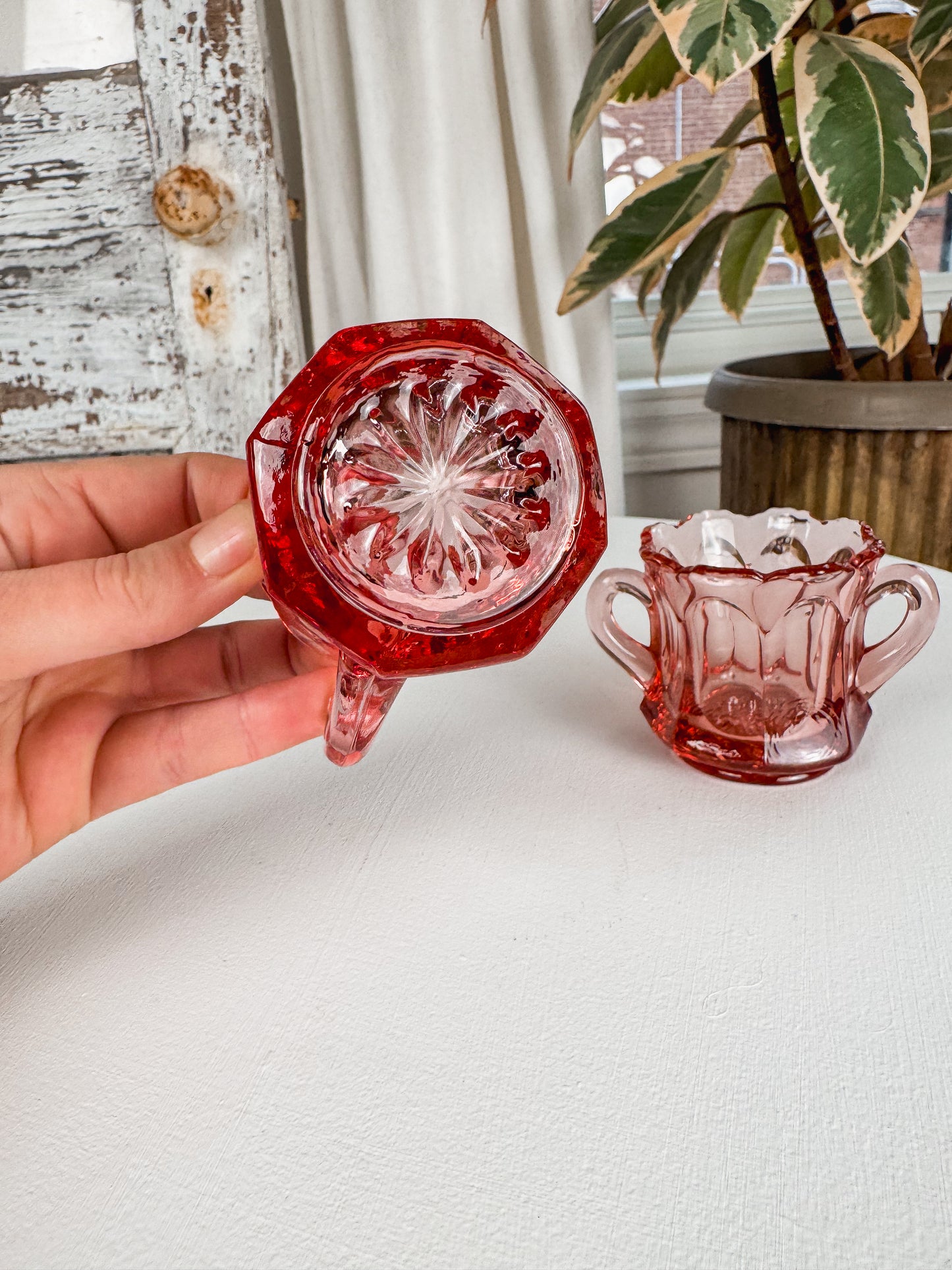 Deep Pink Mini Creamer & Sugar Bowl