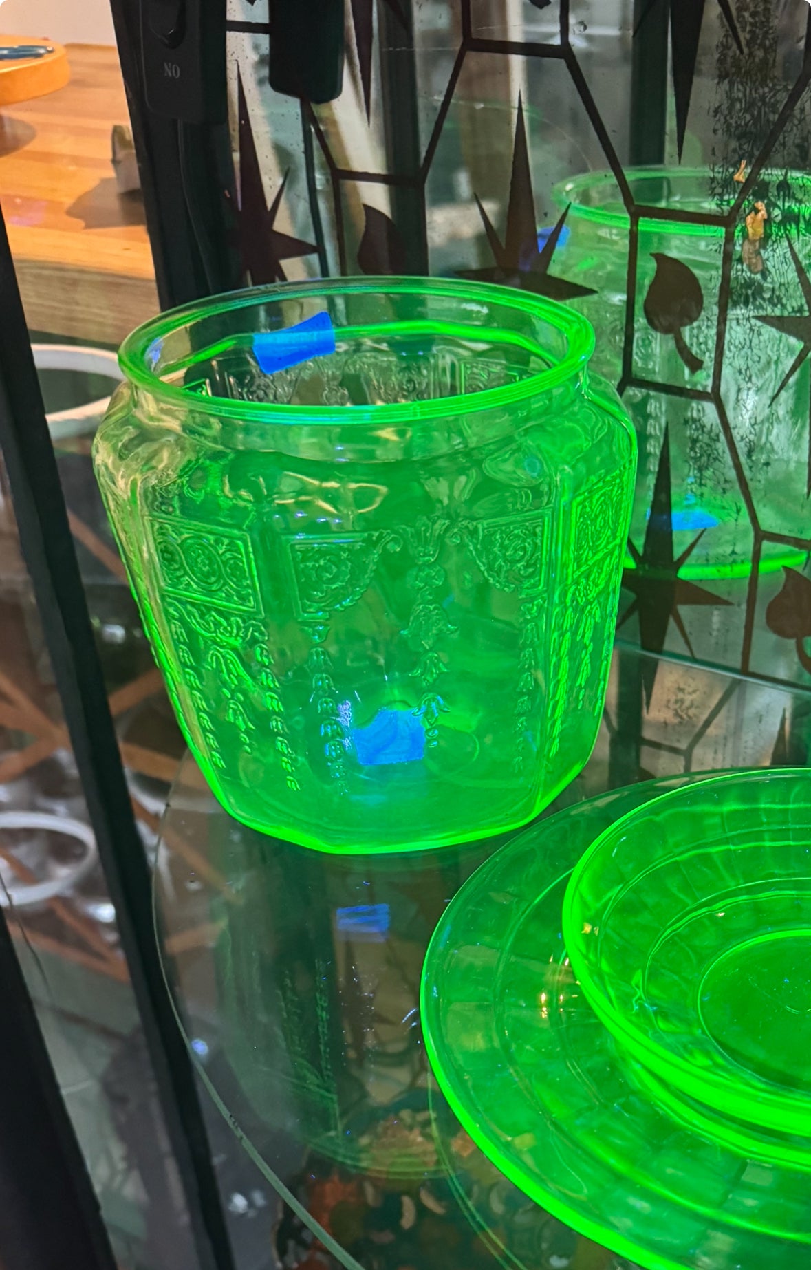 Uranium Glass Cookie Jar