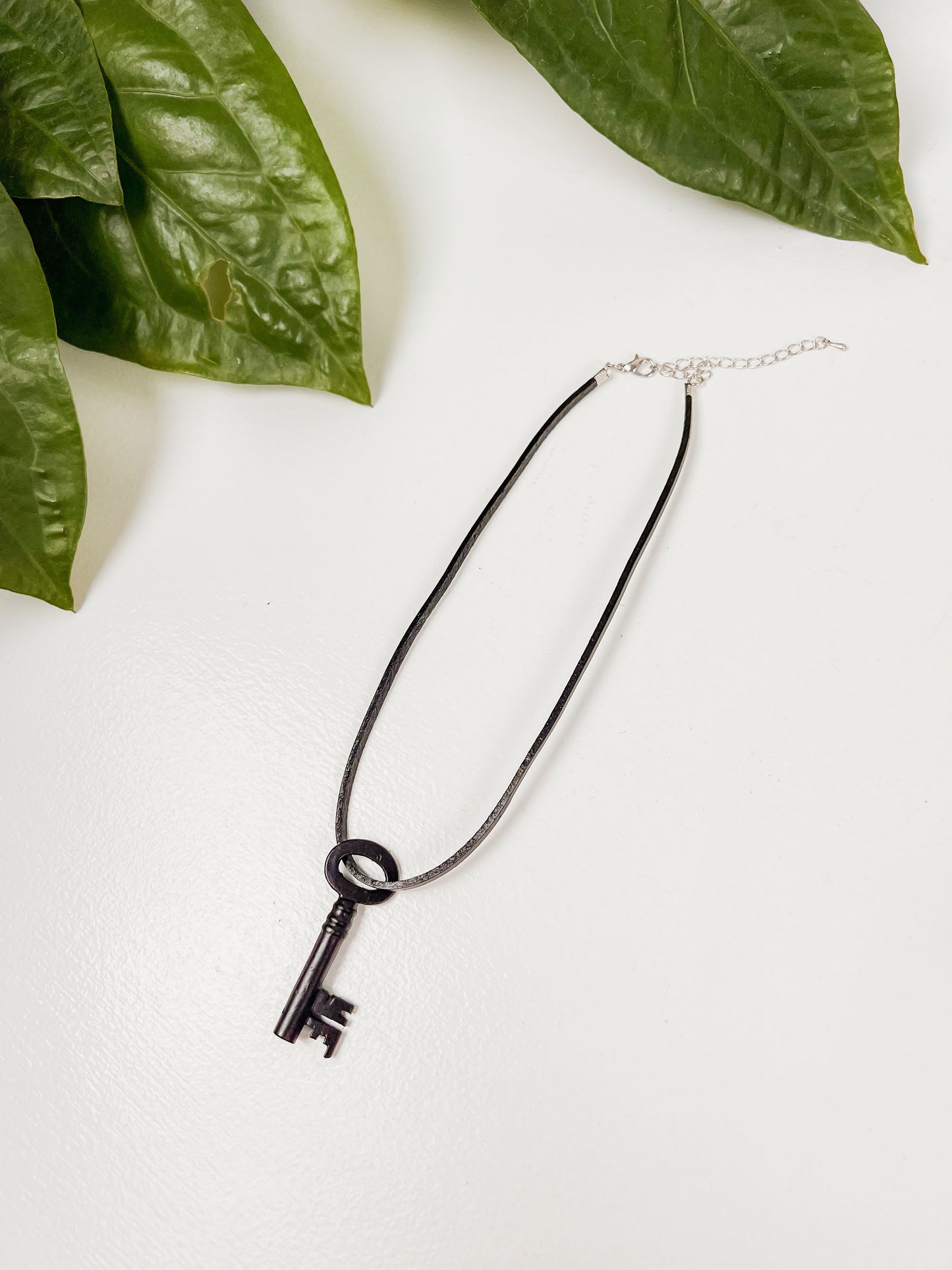 Antique Intricate Skeleton Key with Black Suede Choker