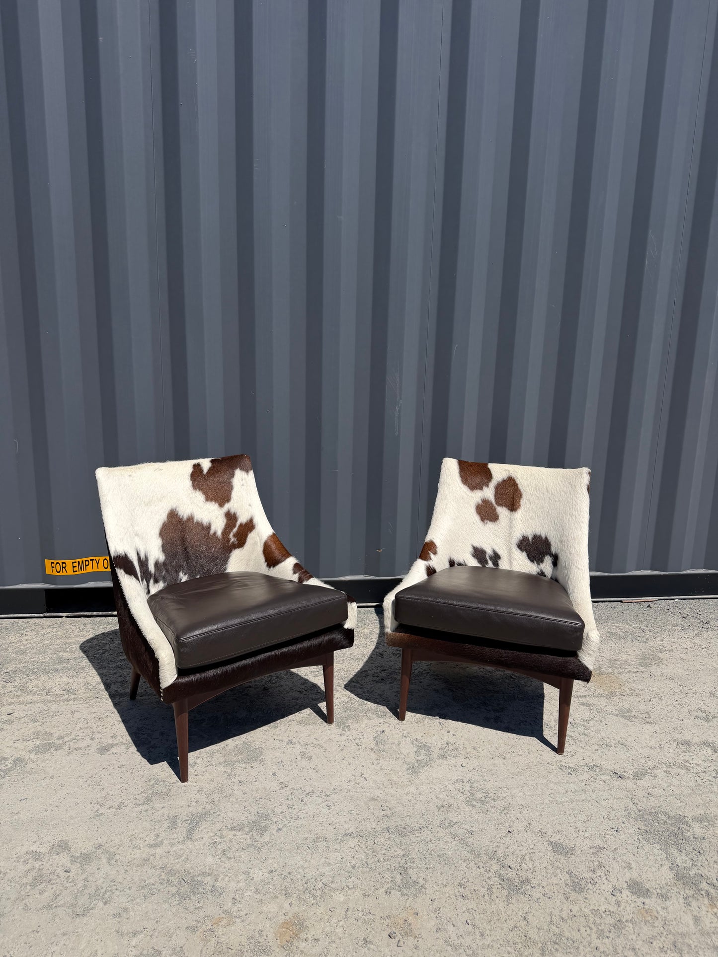 Custom Cowhide & Leather Accent Chairs (Pair)