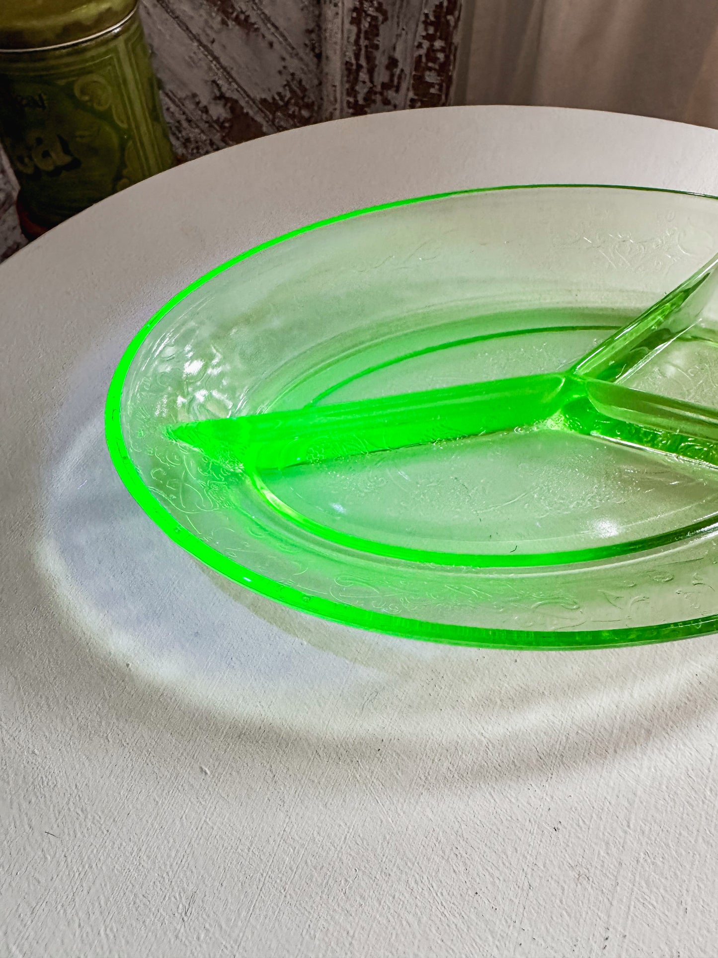 1930s Jeanette Uranium Glass Candy Dish