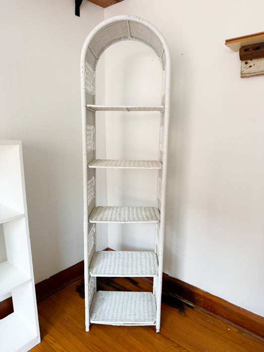 White Wicker Shelf with Removable Shelving