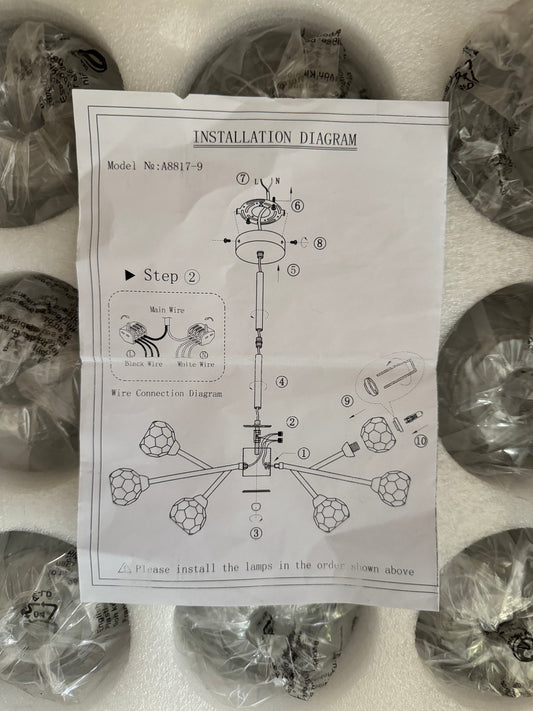 Brand New Chrome & Glass Ceiling Light