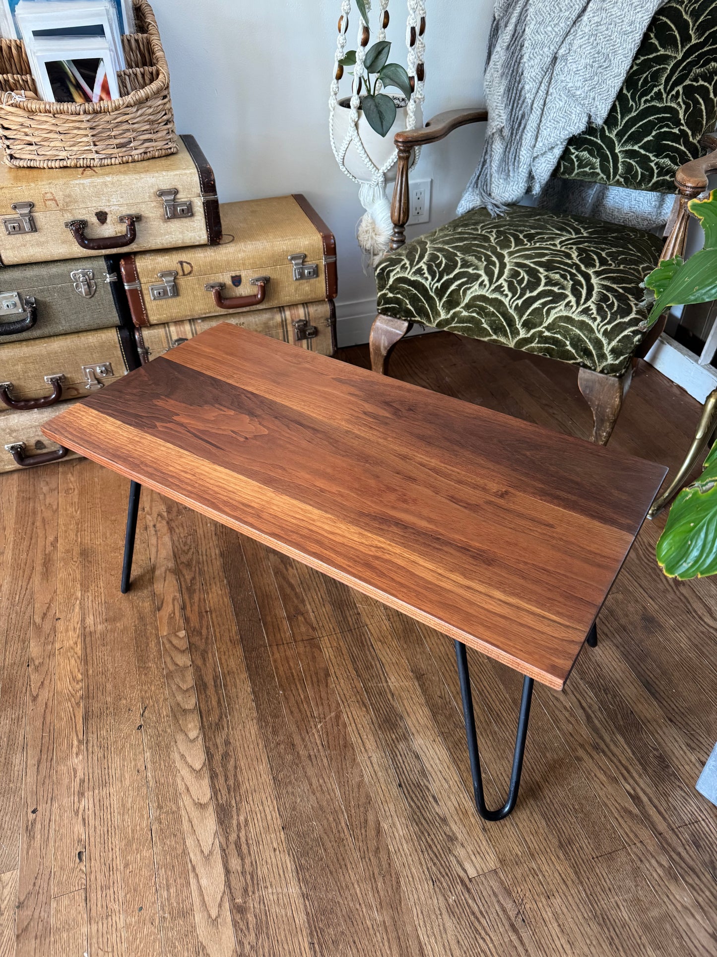 Solid Teak Coffee Table with Hairpin Legs