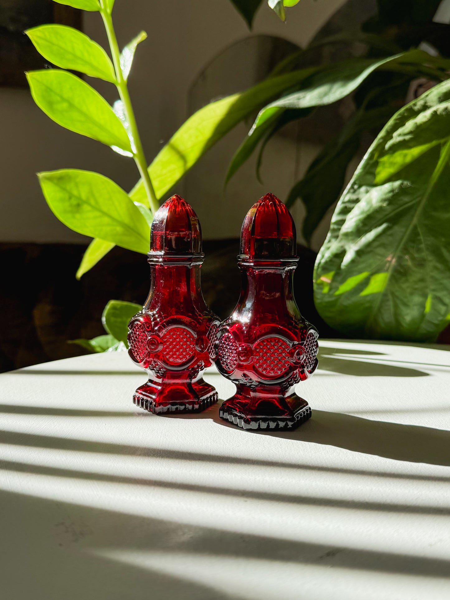 Ruby Red Avon Cape Cod Collection - Salt & Pepper Shakers