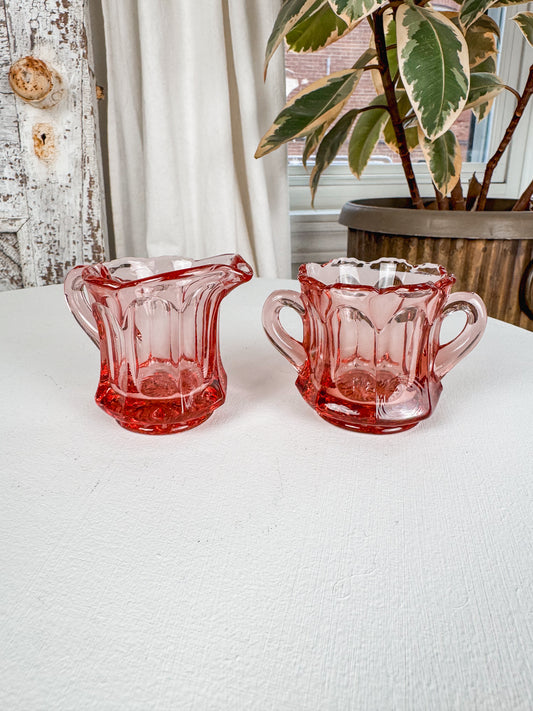 Deep Pink Mini Creamer & Sugar Bowl