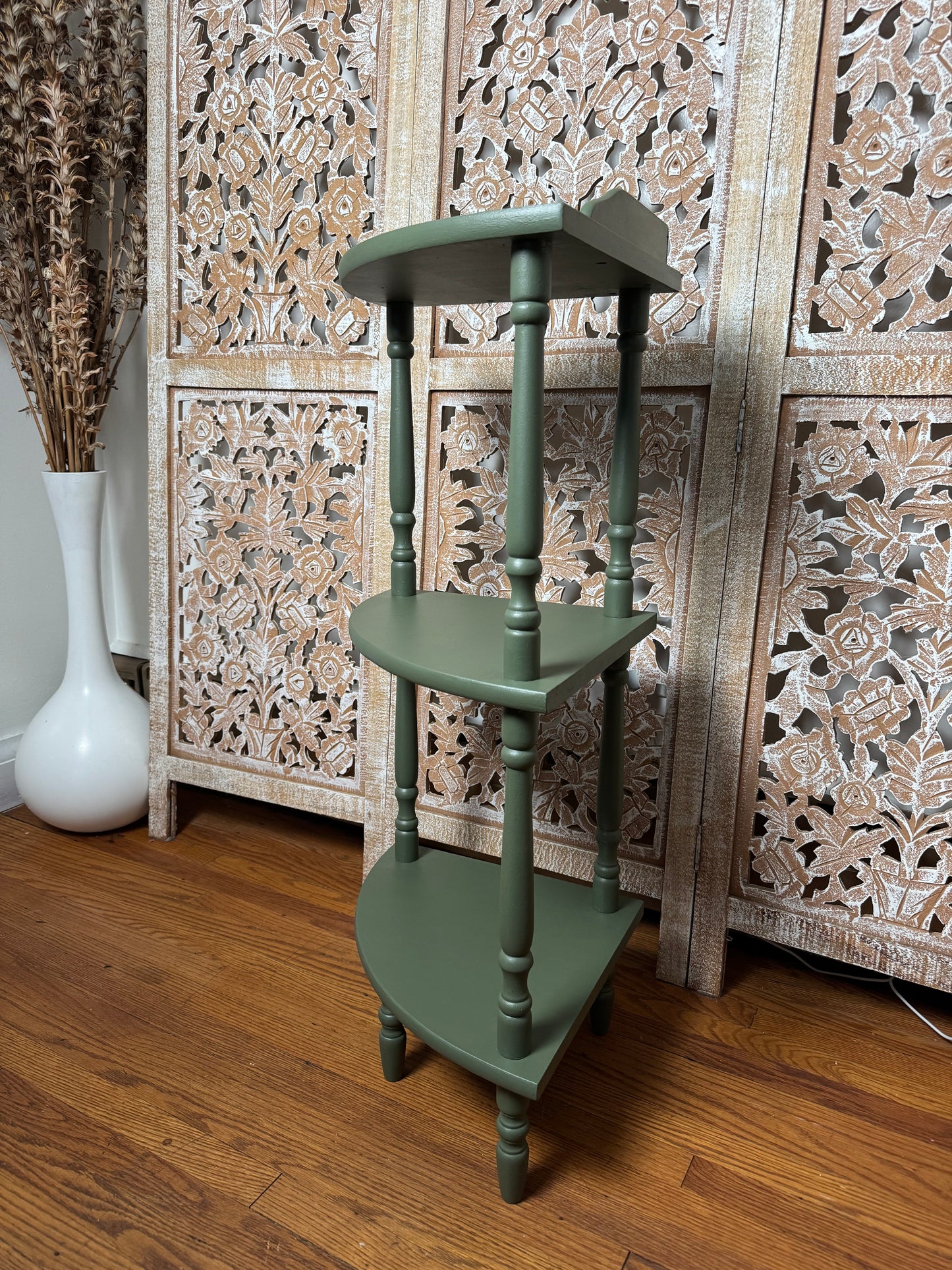 Refinished Green Corner Shelf
