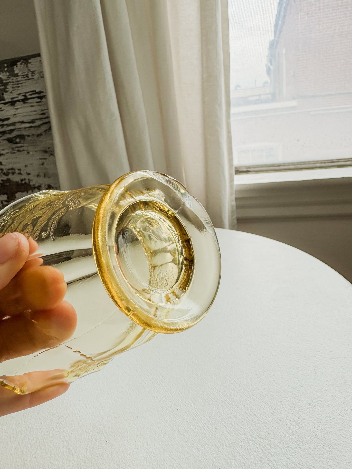 Yellow Depression Glass Creamer Set