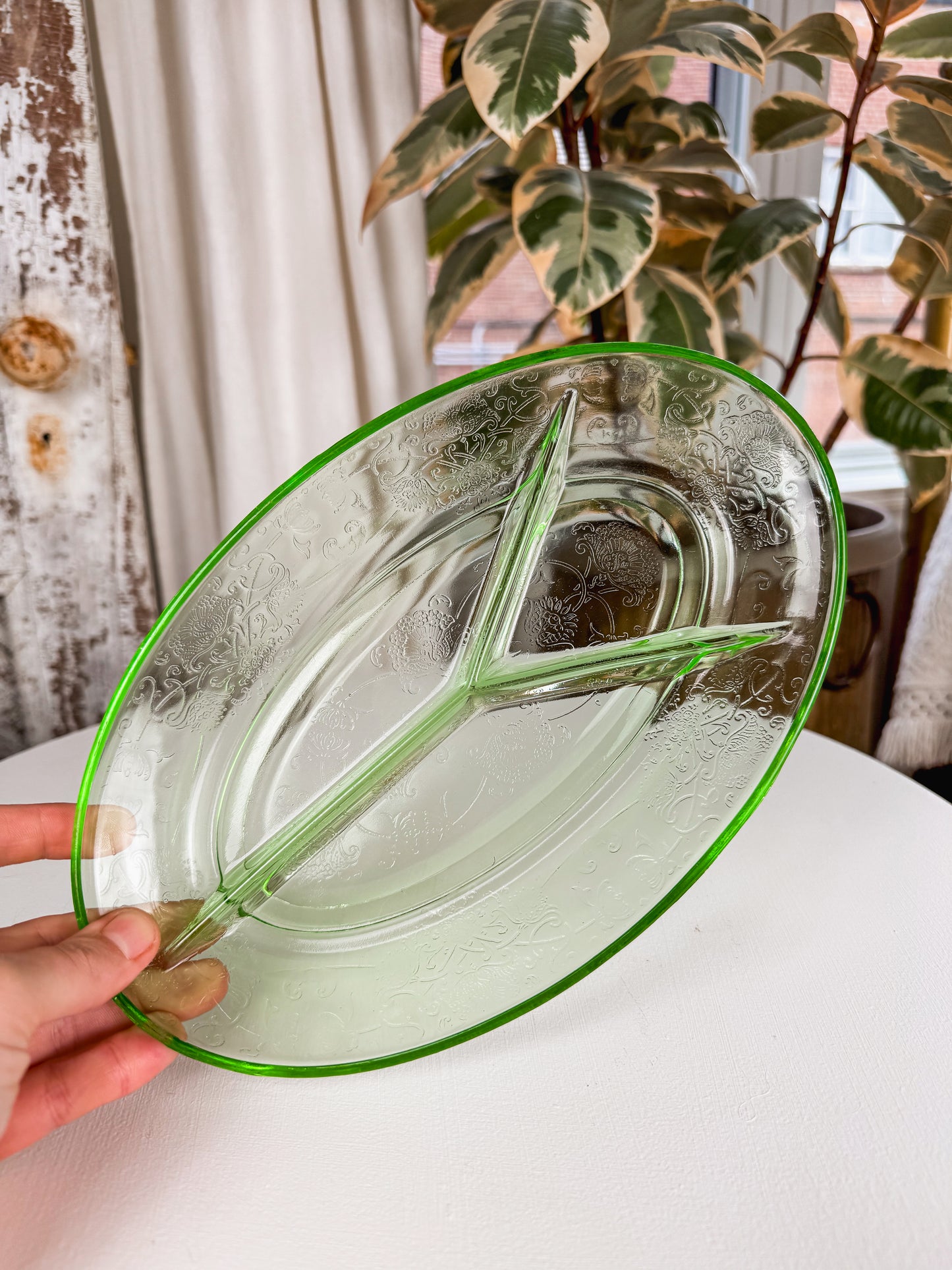 1930s Jeanette Uranium Glass Candy Dish