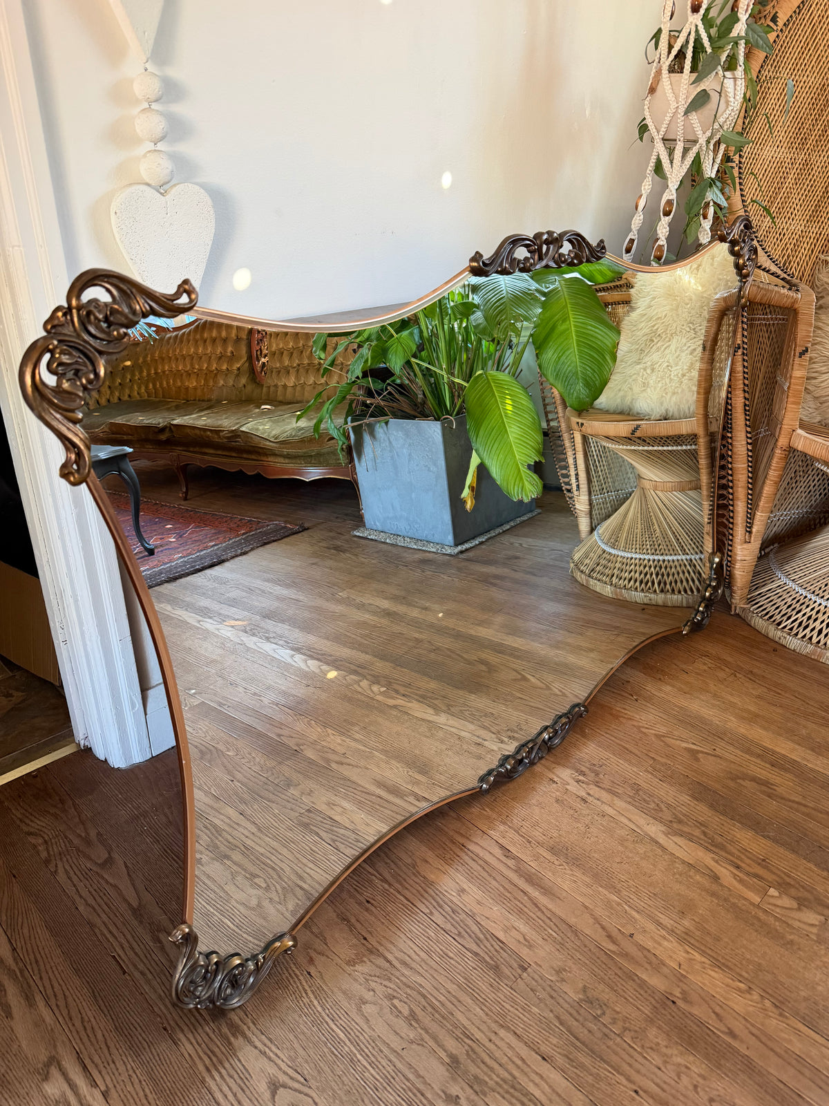 Hollywood Regency Style Scalloped Wall Mirror