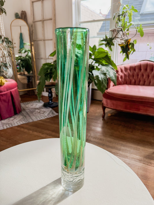 Tall Hand Blown Art Glass Vase