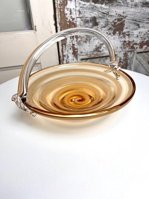 Vintage Blown Glass Swirl Bowl