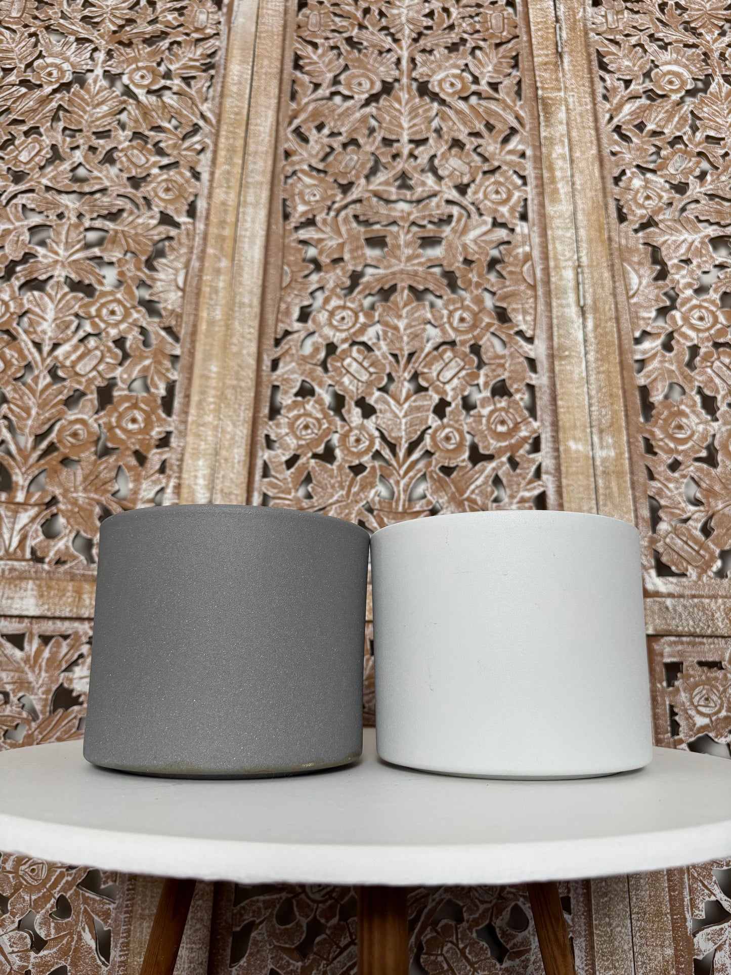 Ceramic Pot Covers in Gray + White