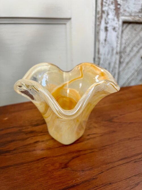 Vintage Peachy Honey Blown Glass Vase