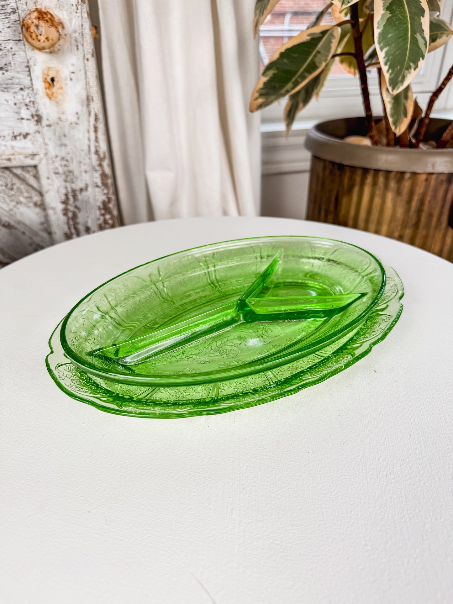 1930s Jeanette Uranium Glass Candy Dish