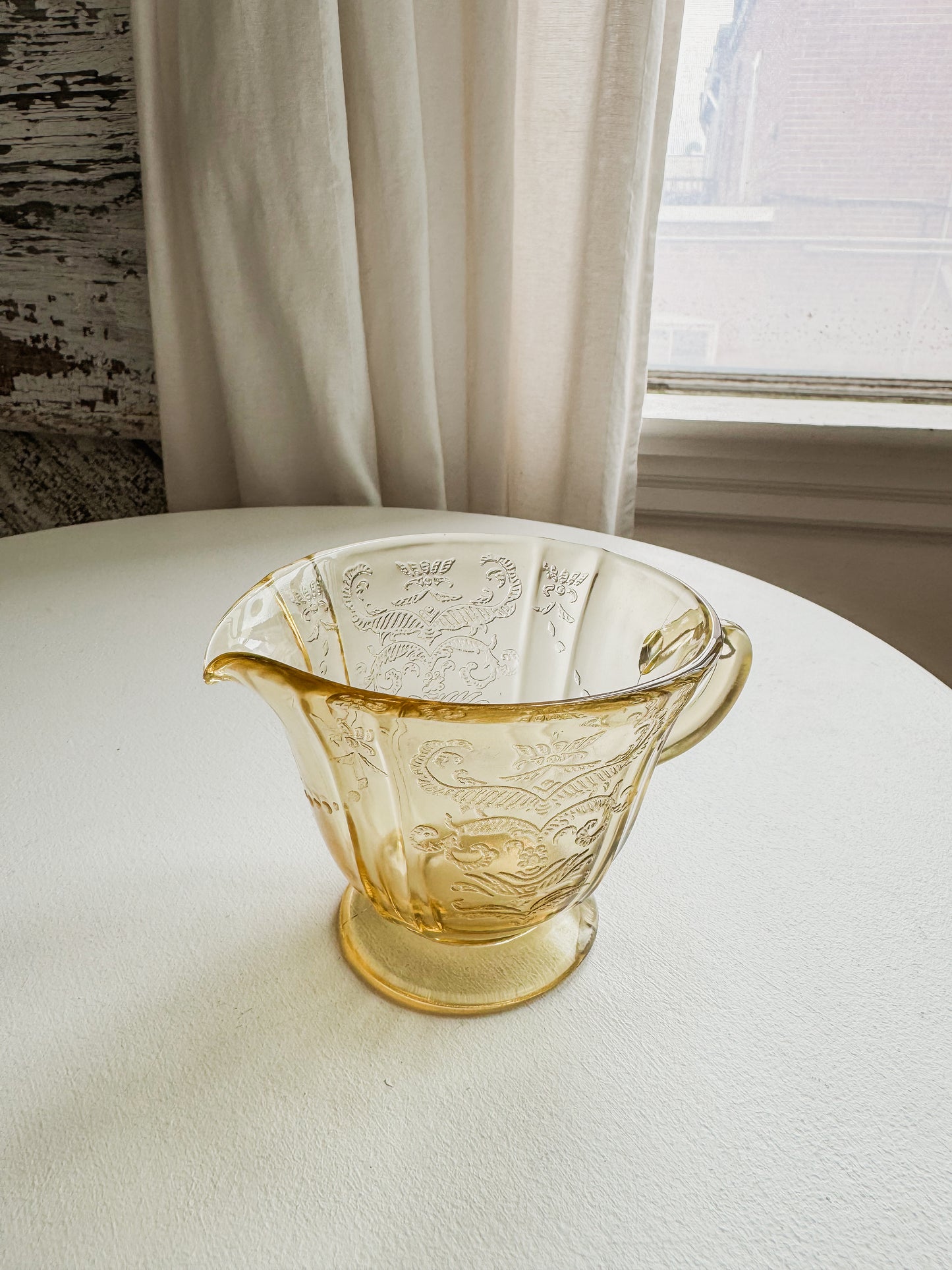 Yellow Depression Glass Creamer Set