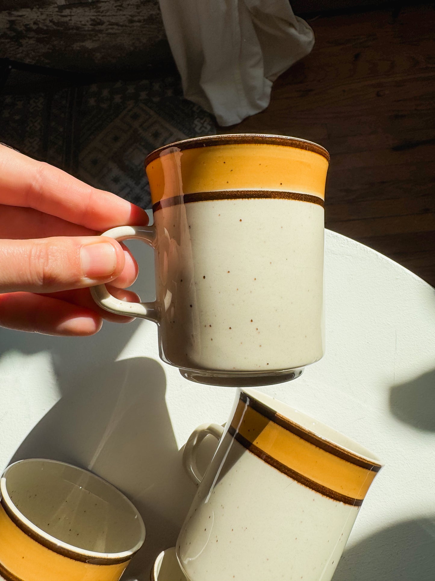 Retro Rainbow Stoneware Mug Set