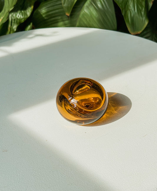 Blown Glass Amber Paperweight