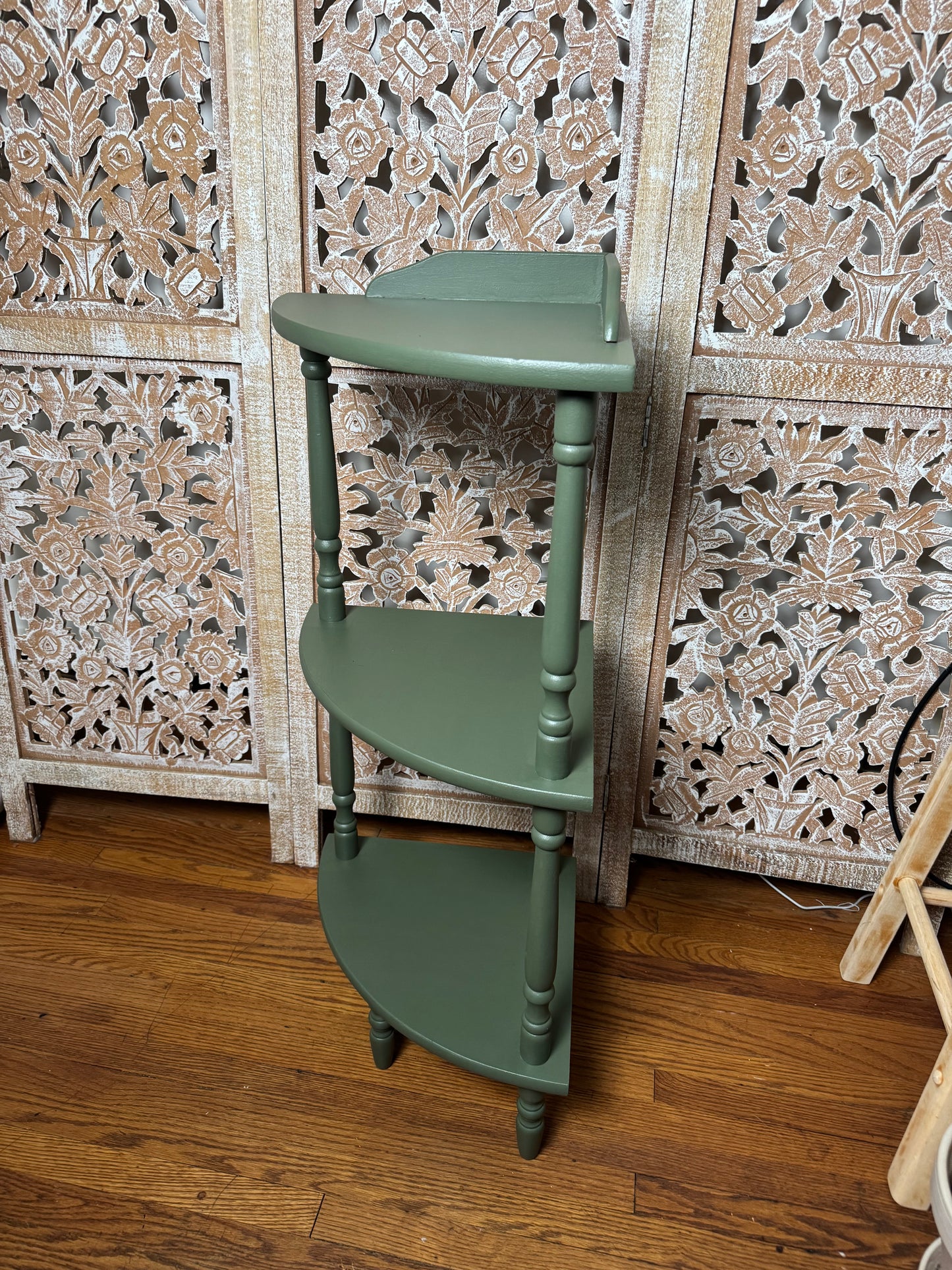 Refinished Green Corner Shelf