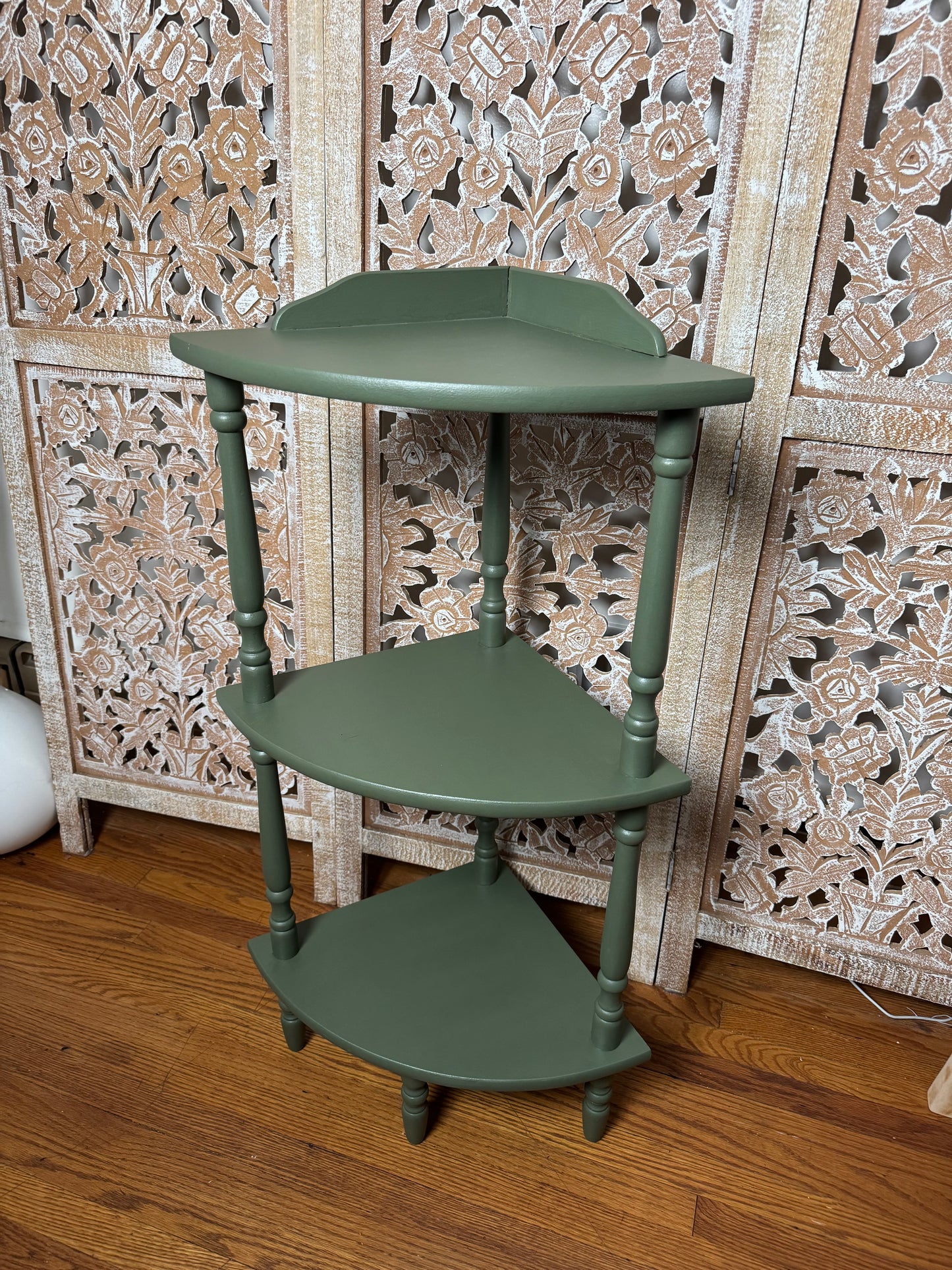 Refinished Green Corner Shelf