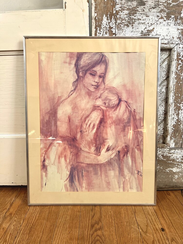 Vintage Abstract Mom & Baby Print