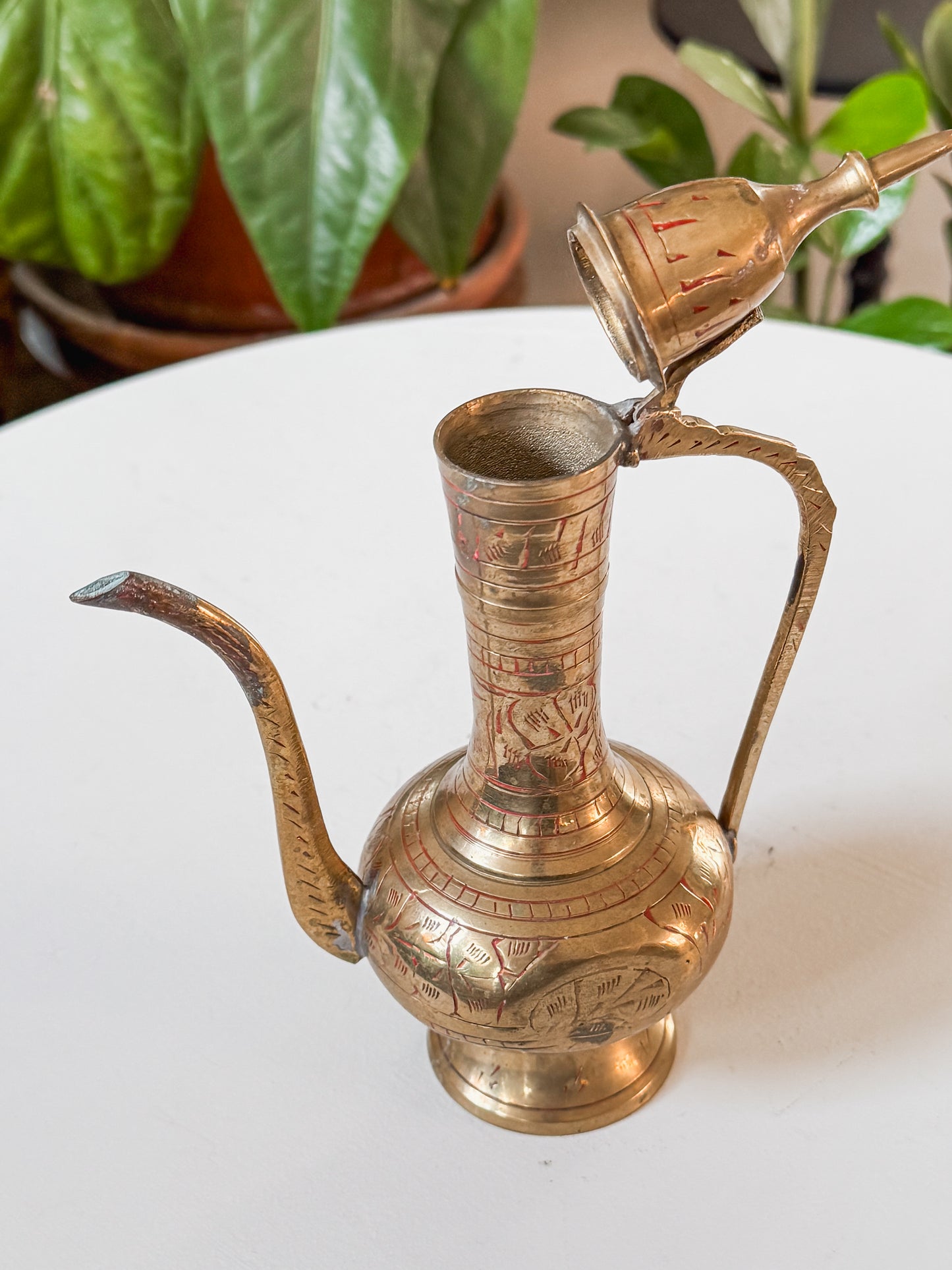 Etched Brass Pitcher/Teapot