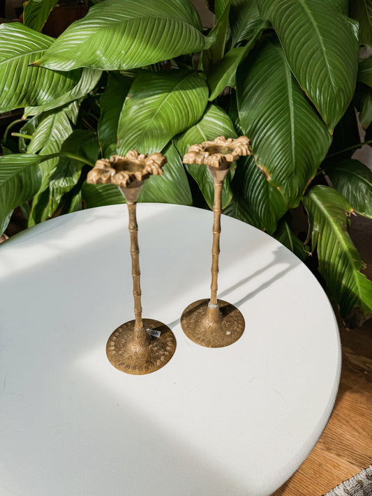 Etched Brass Candle Holders