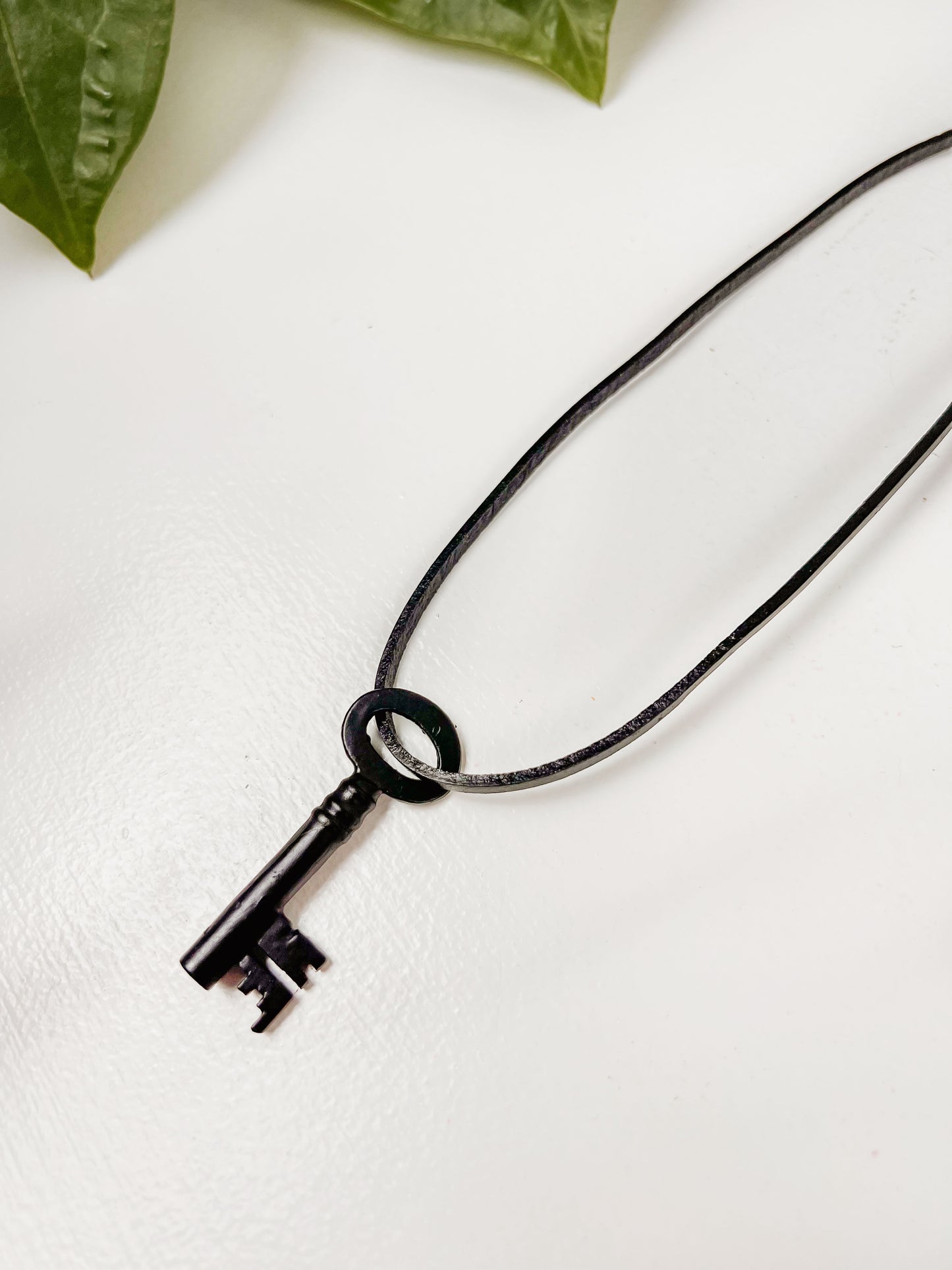 Antique Intricate Skeleton Key with Black Suede Choker