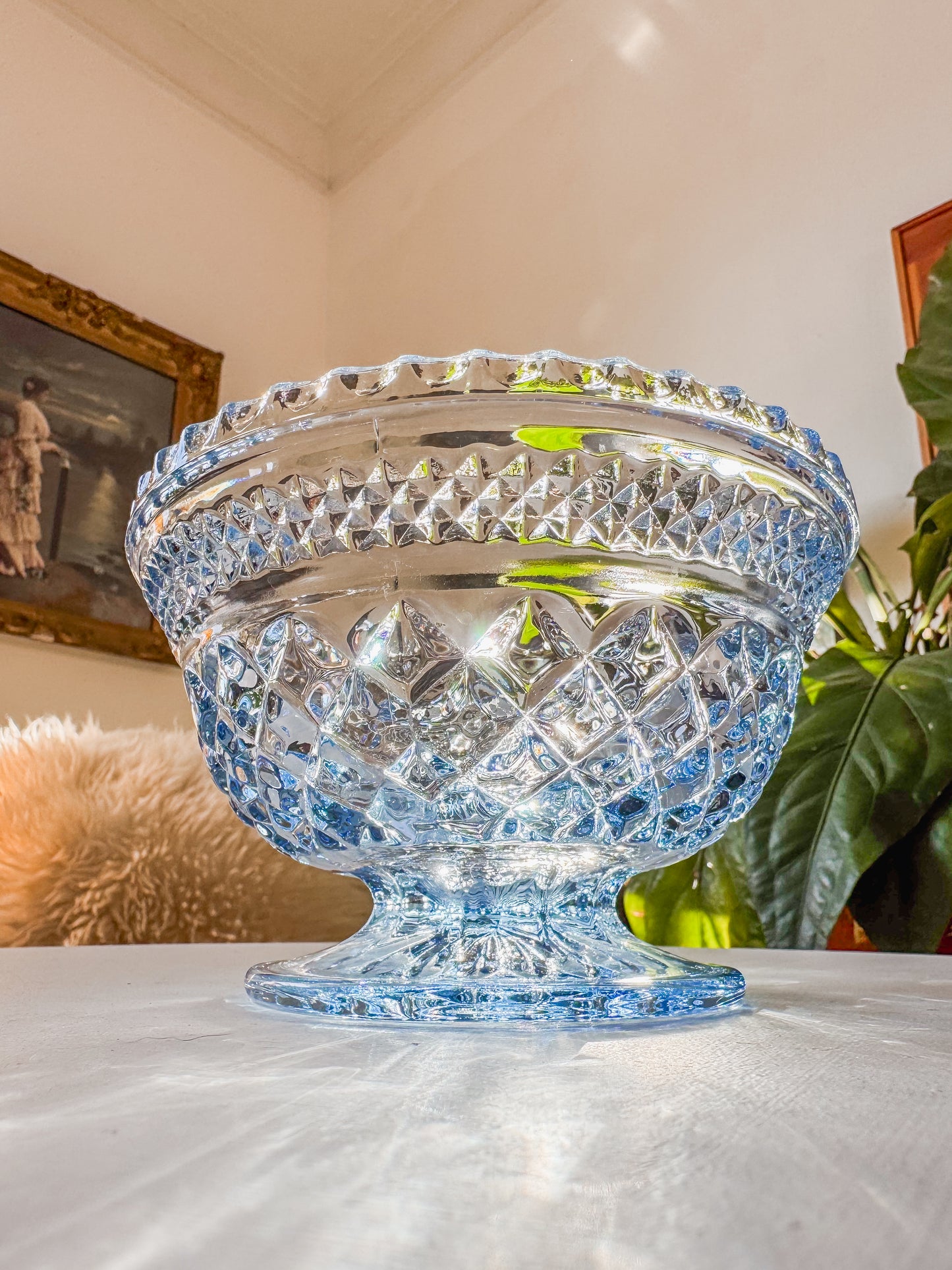 Anchor Hocking Pale Blue Wexford Criss Cross Candy Dish