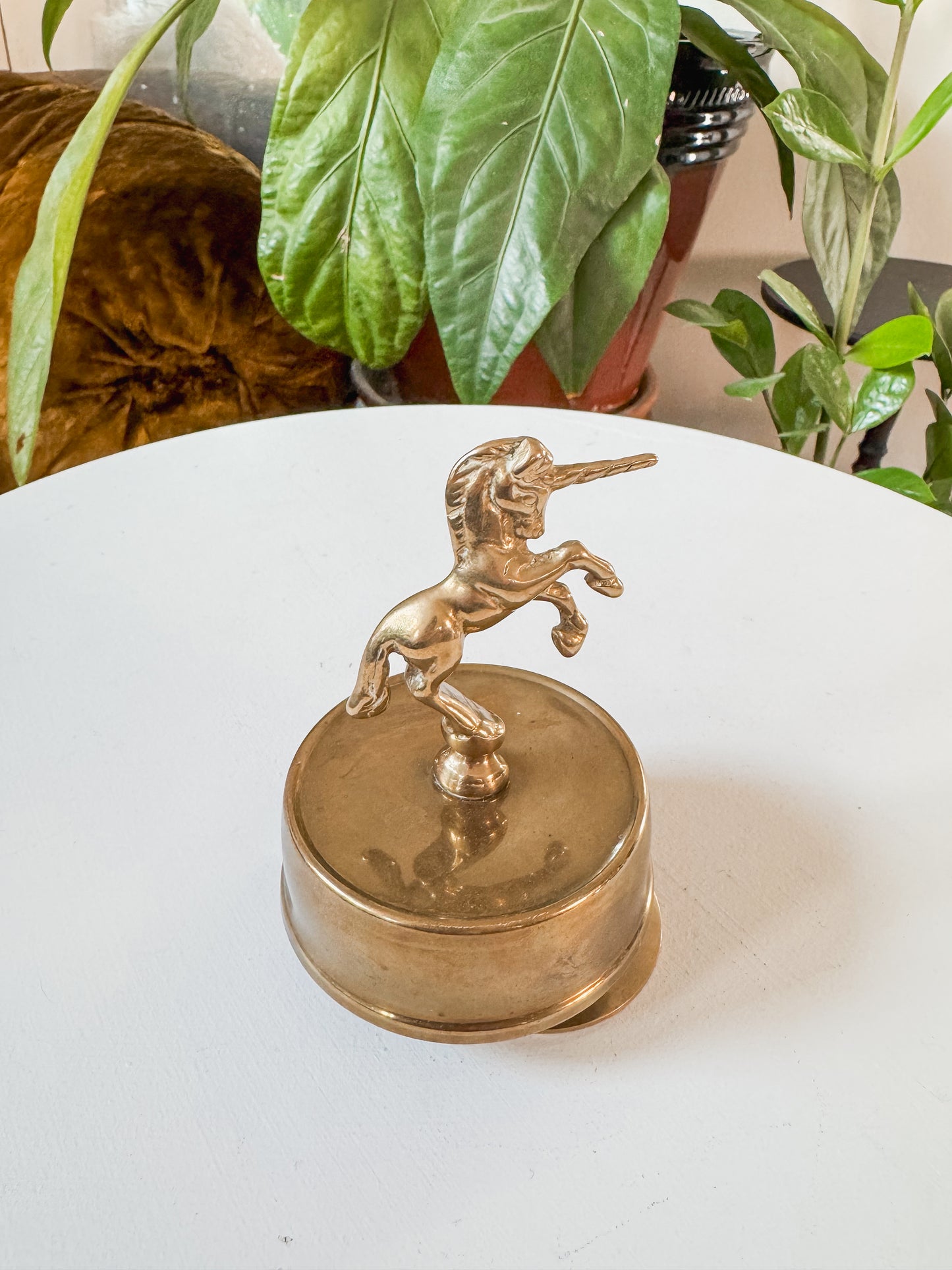 Brass Unicorn Music Box