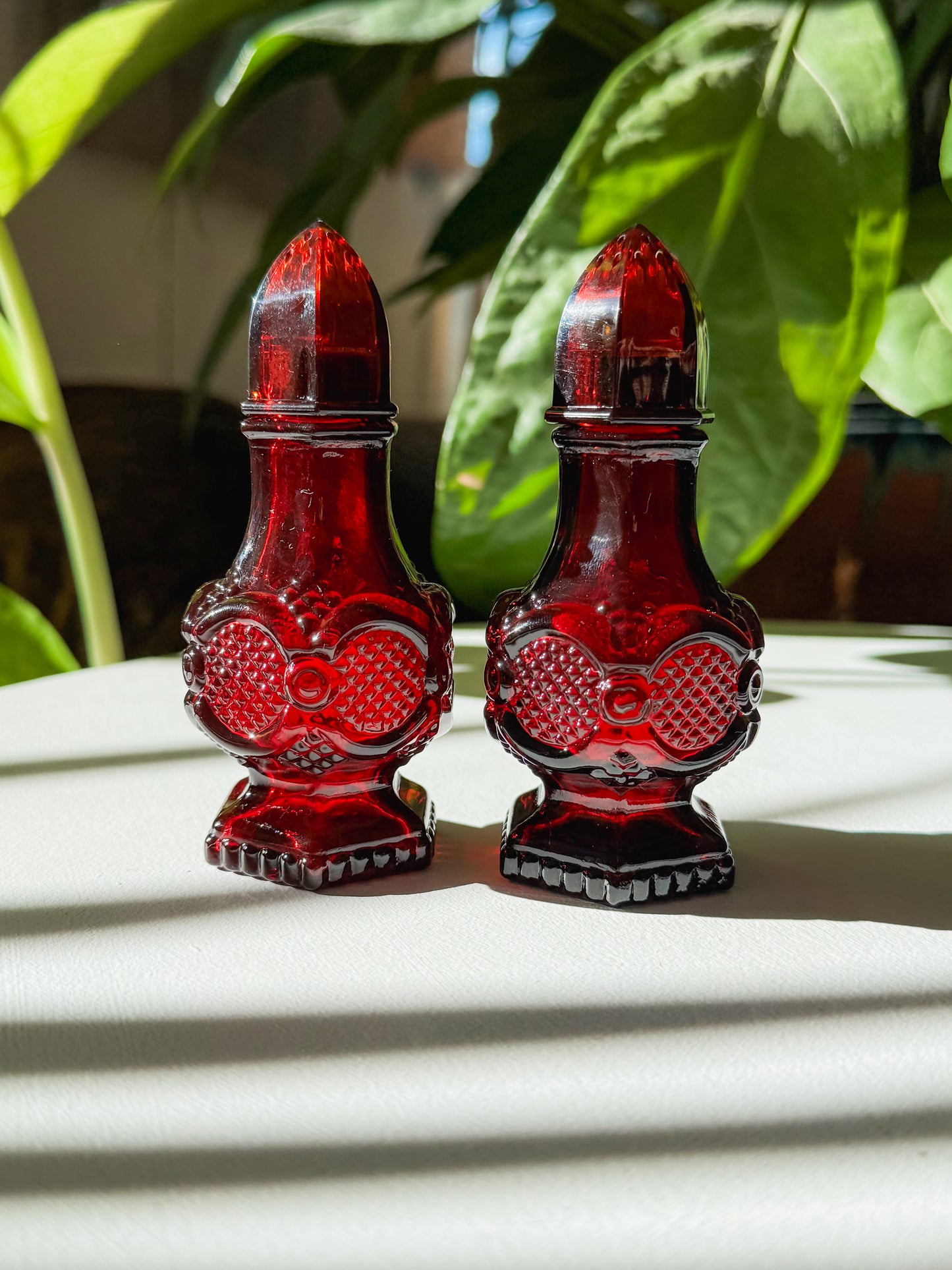 Ruby Red Avon Cape Cod Collection - Salt & Pepper Shakers