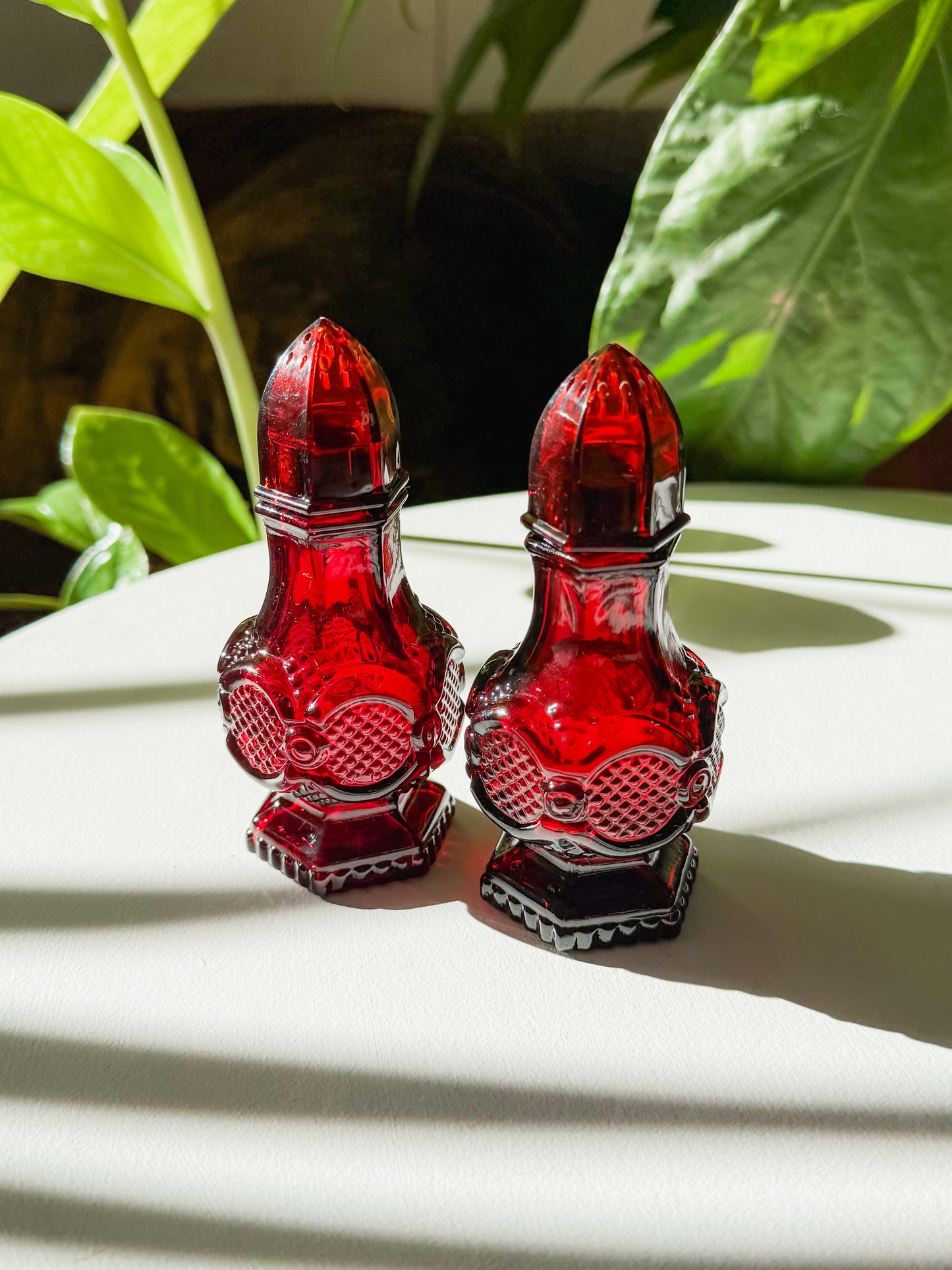 Ruby Red Avon Cape Cod Collection - Salt & Pepper Shakers