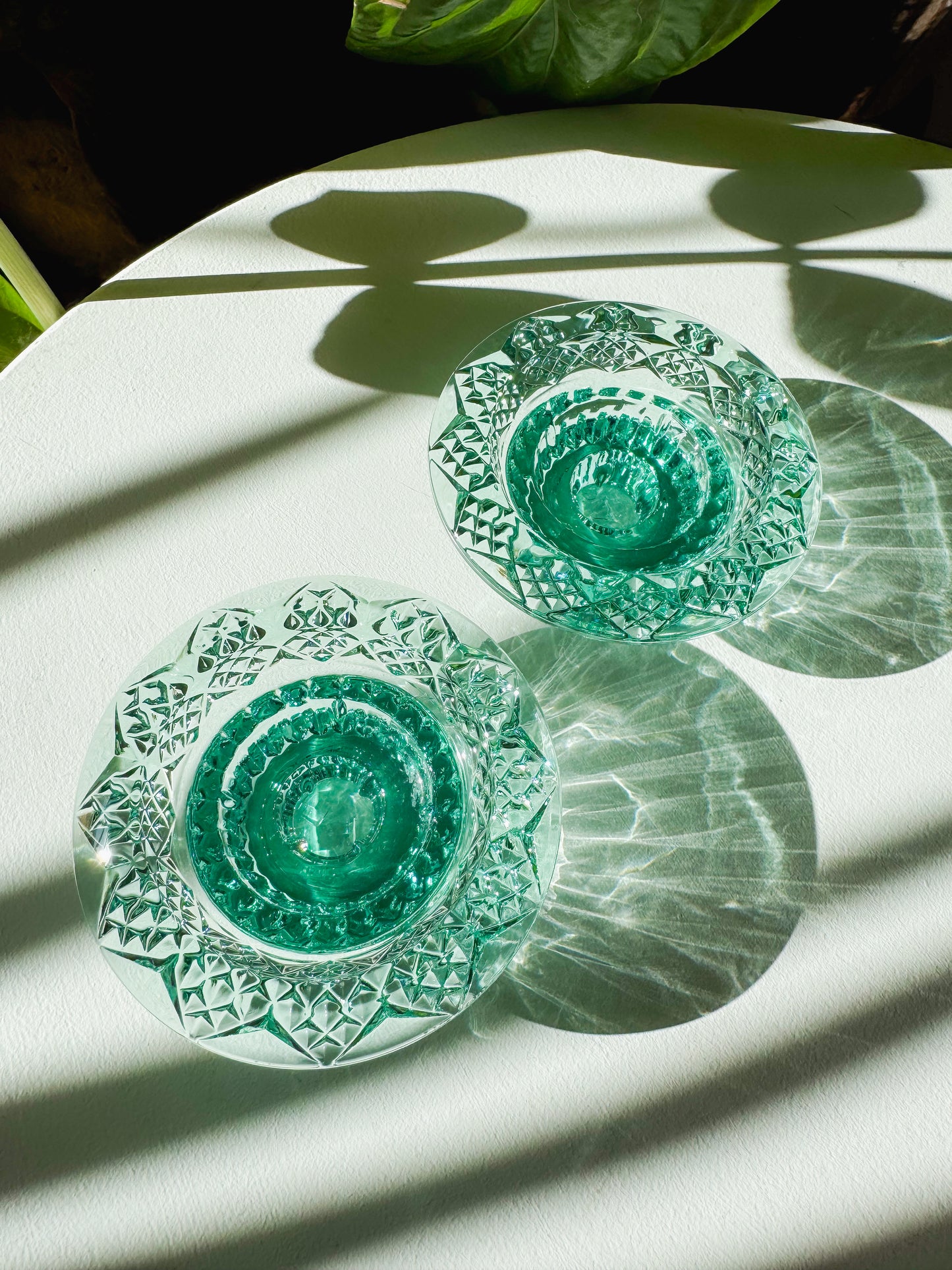 Teal Glass Candle Holders