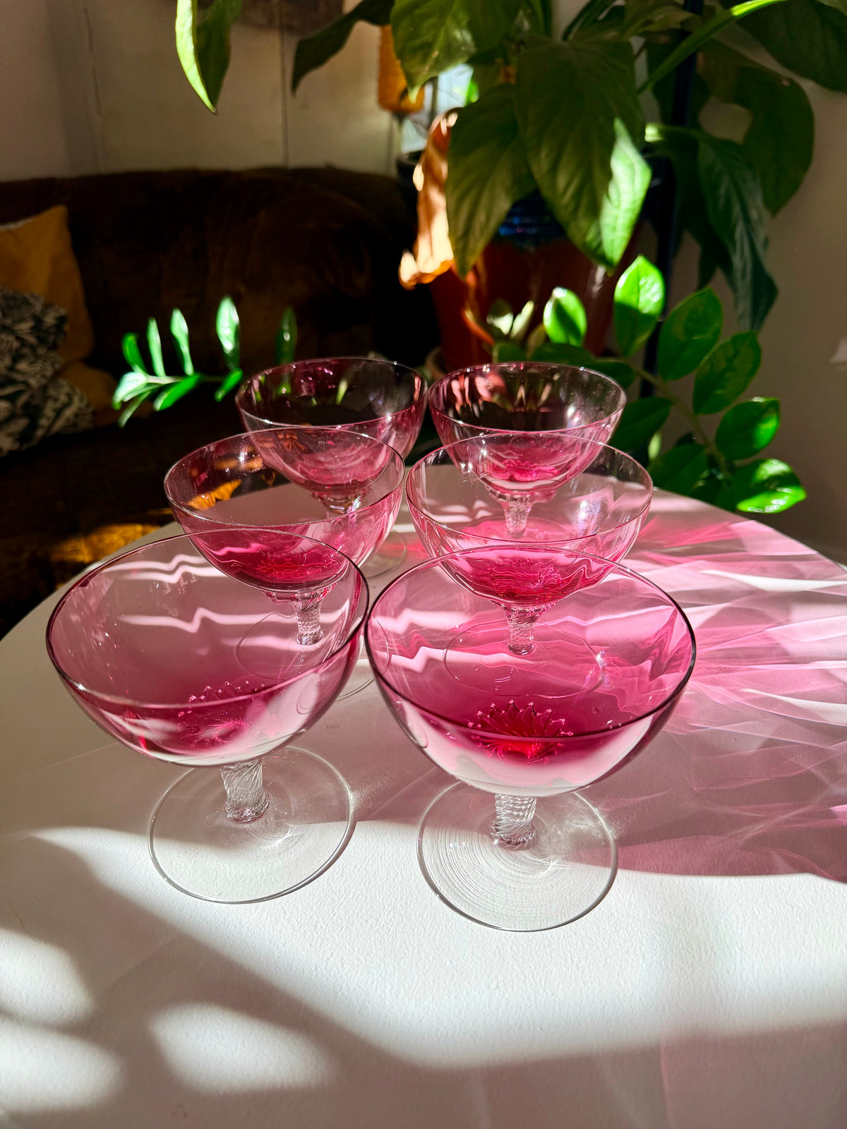 Cranberry Glass Dessert Cups