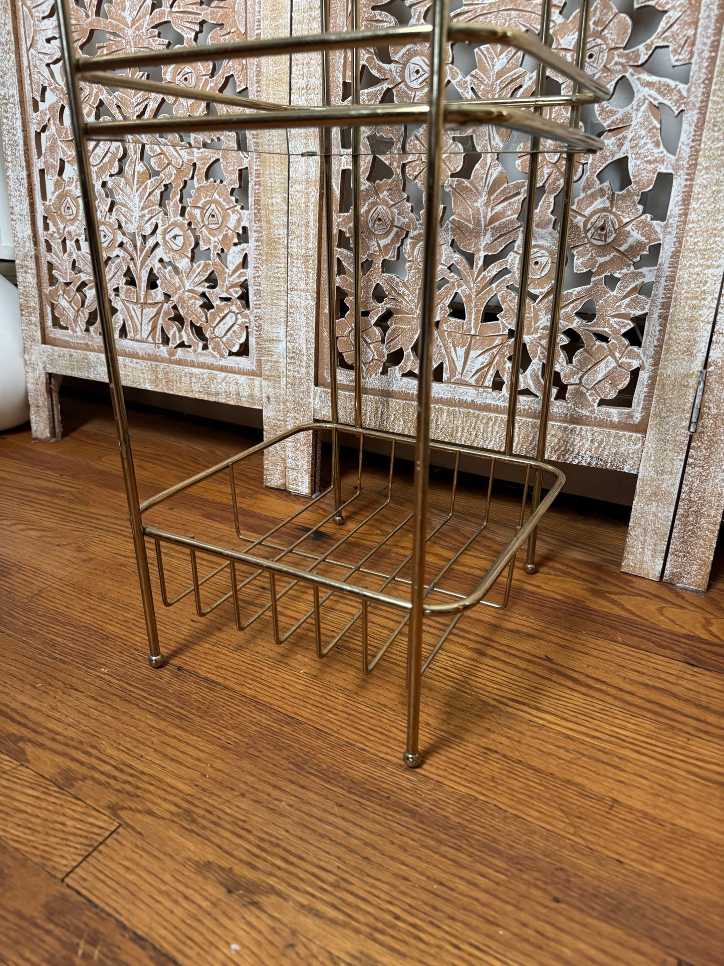 Hollywood Regency Brass & Glass Stand