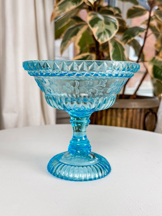 EAPG Light Blue Wildflower Compote