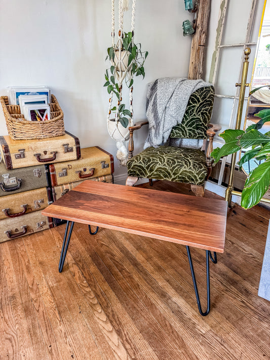 Solid Teak Coffee Table with Hairpin Legs