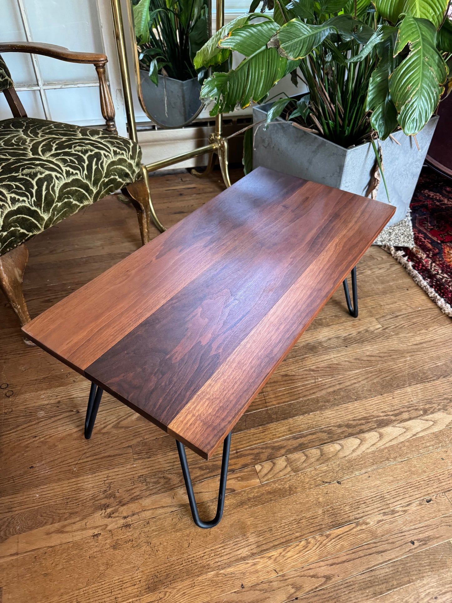 Solid Teak Coffee Table with Hairpin Legs