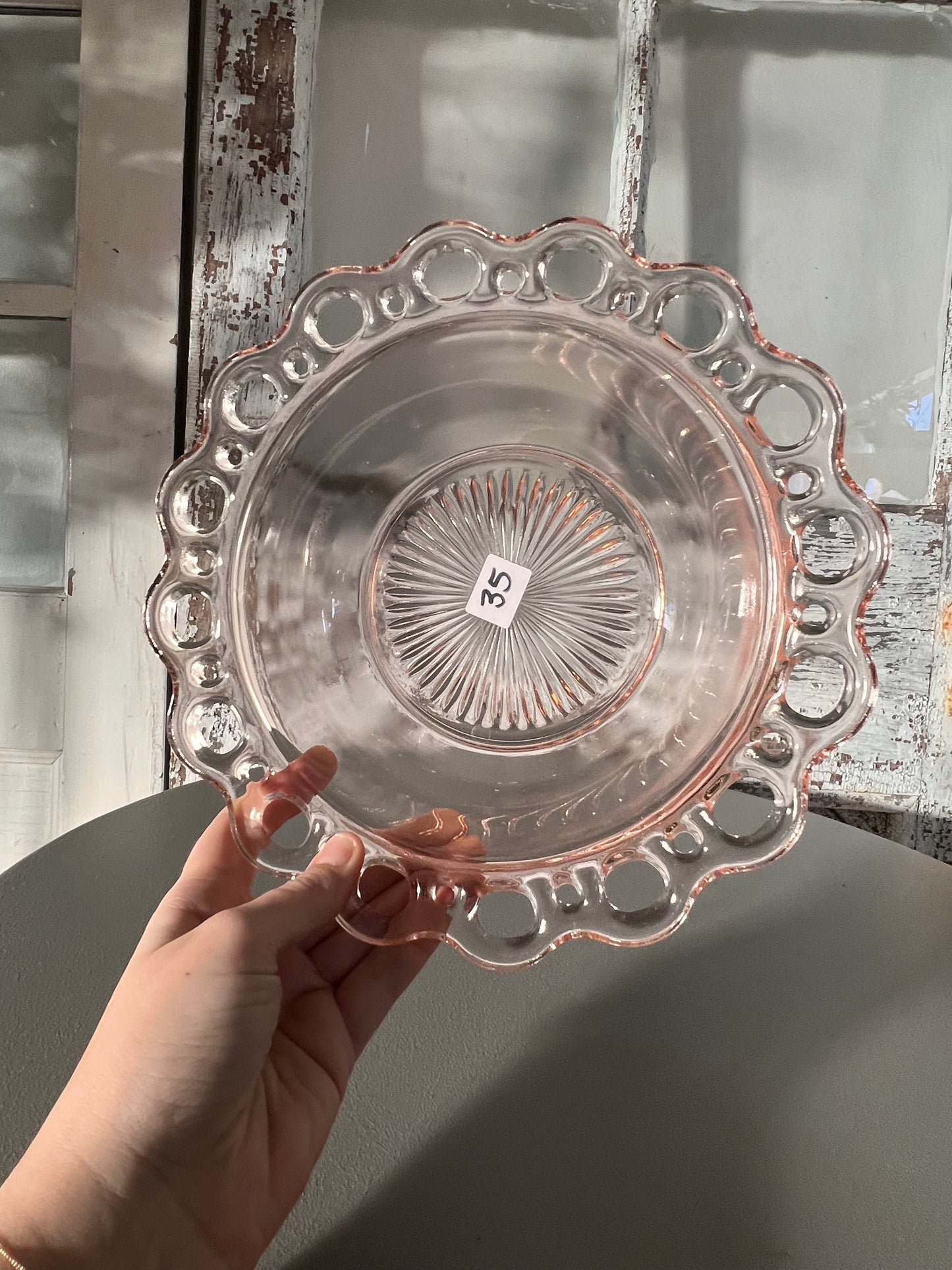 Pink Anchor Hocking Old Colony Glass Serving Bowl