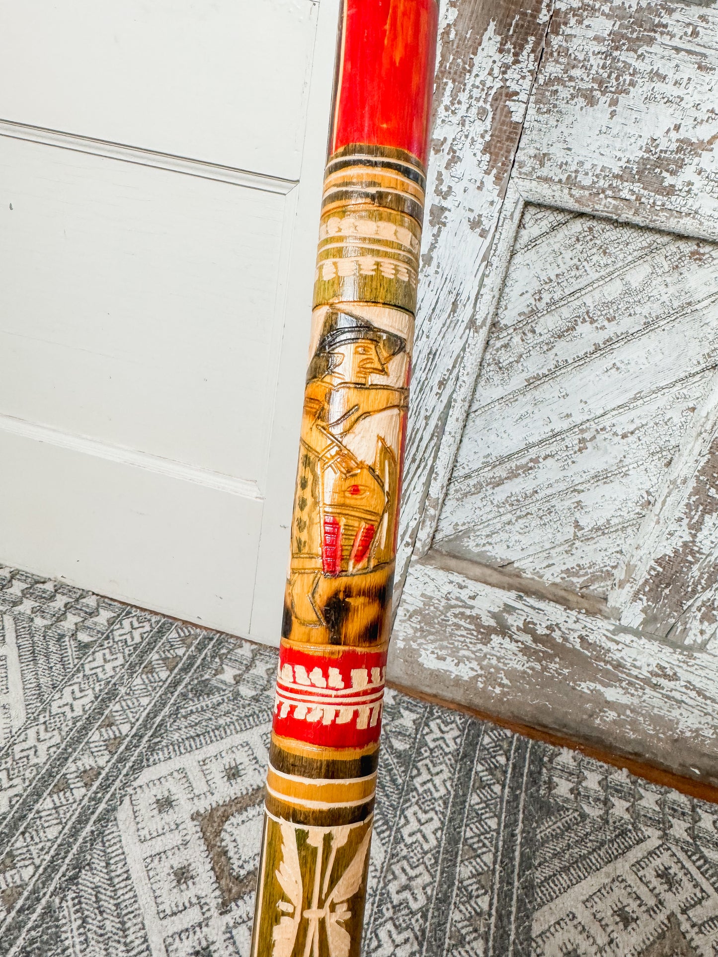 Nana & Papa Collection: Aztec Folk Art Carved Wood Walking Stick