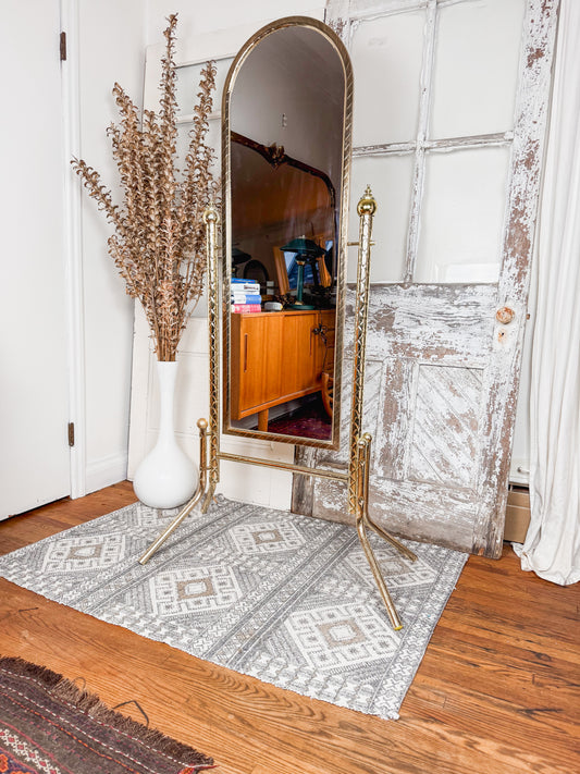 Free Standing Brass Mirror