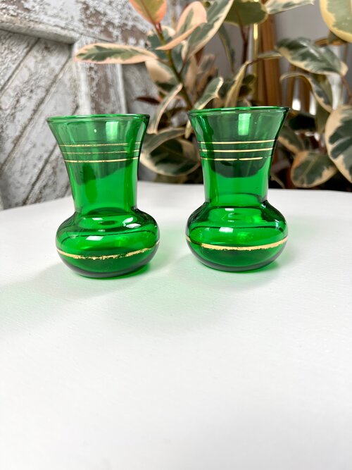 Vintage Mini Emerald Forest Vases
