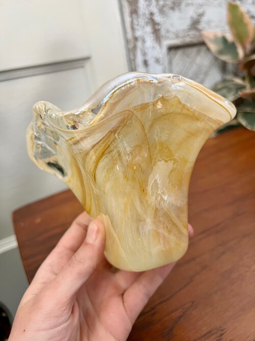 Vintage Peachy Honey Blown Glass Vase
