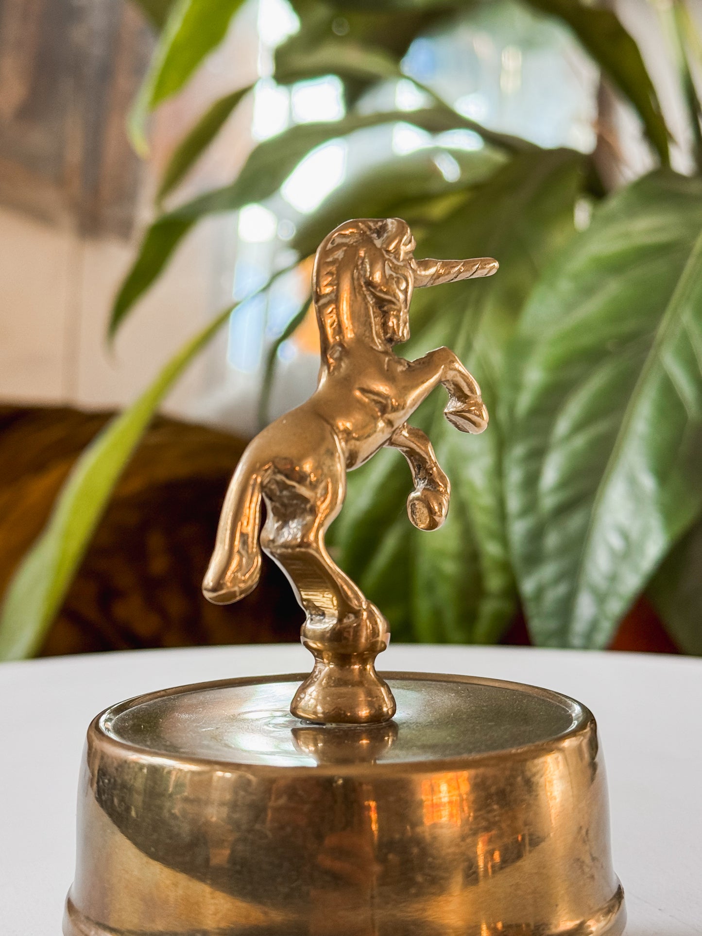 Brass Unicorn Music Box