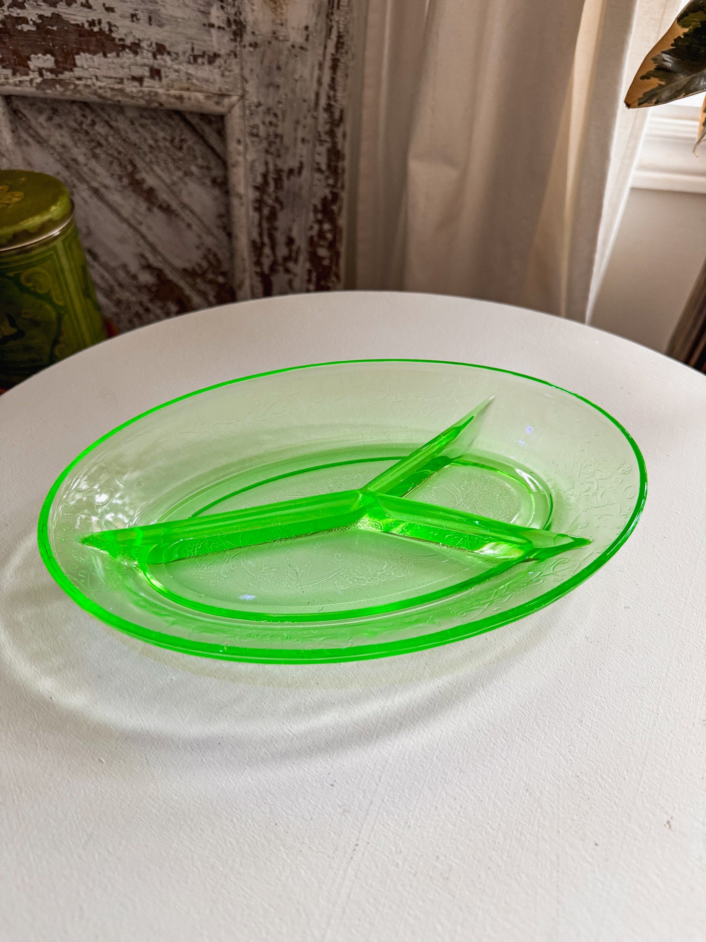 1930s Jeanette Uranium Glass Candy Dish